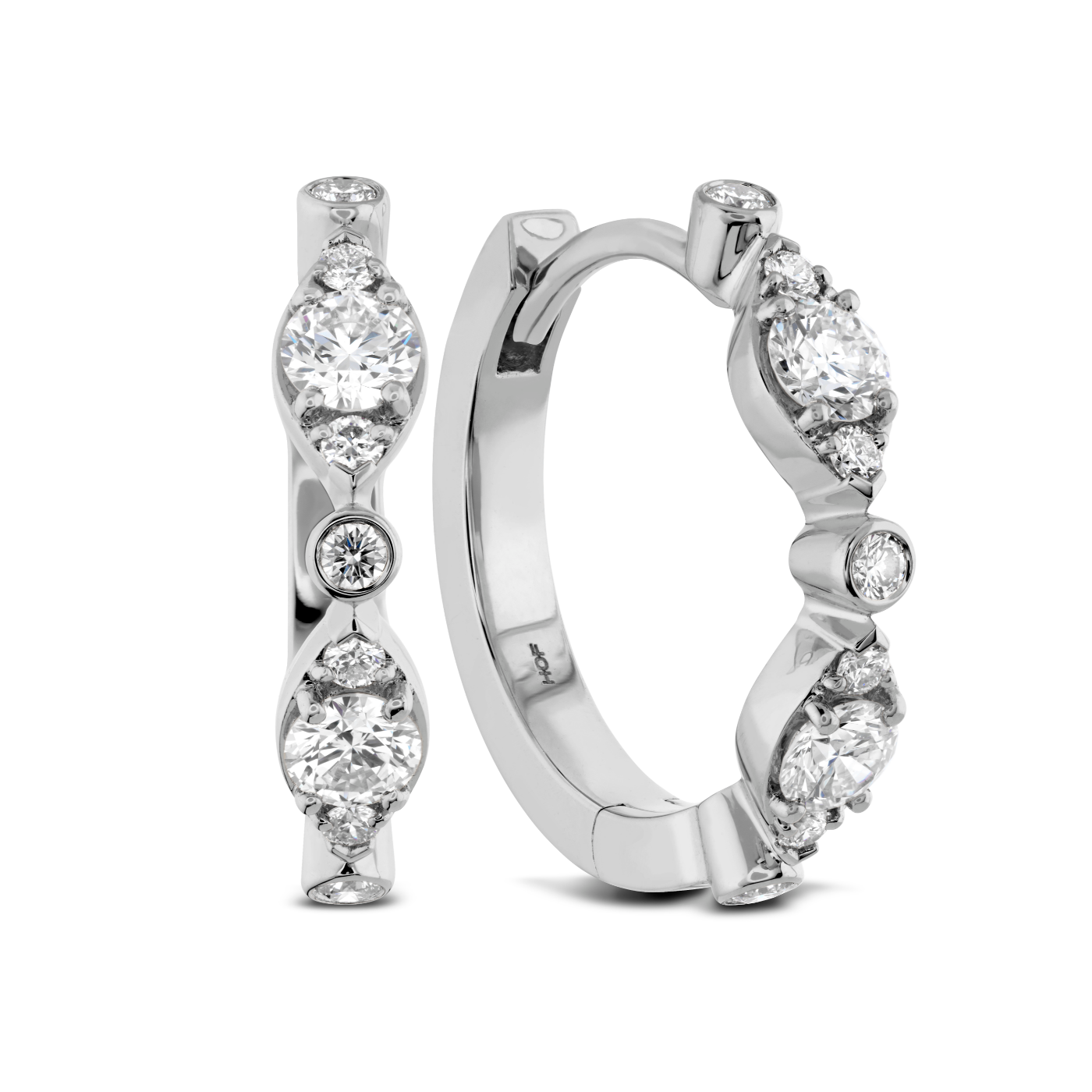 Hearts on Fire 18K White Gold Bezel Diamond Huggies