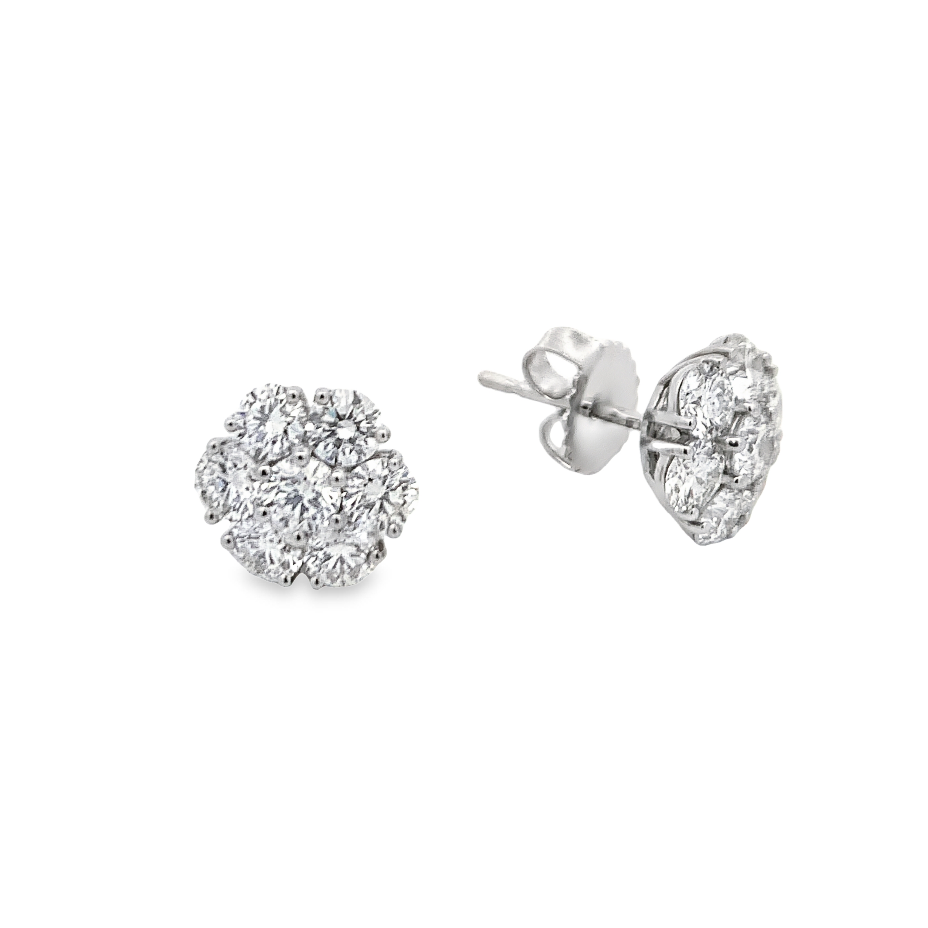 Norman Silverman 14K White Gold Diamond Cluster Studs