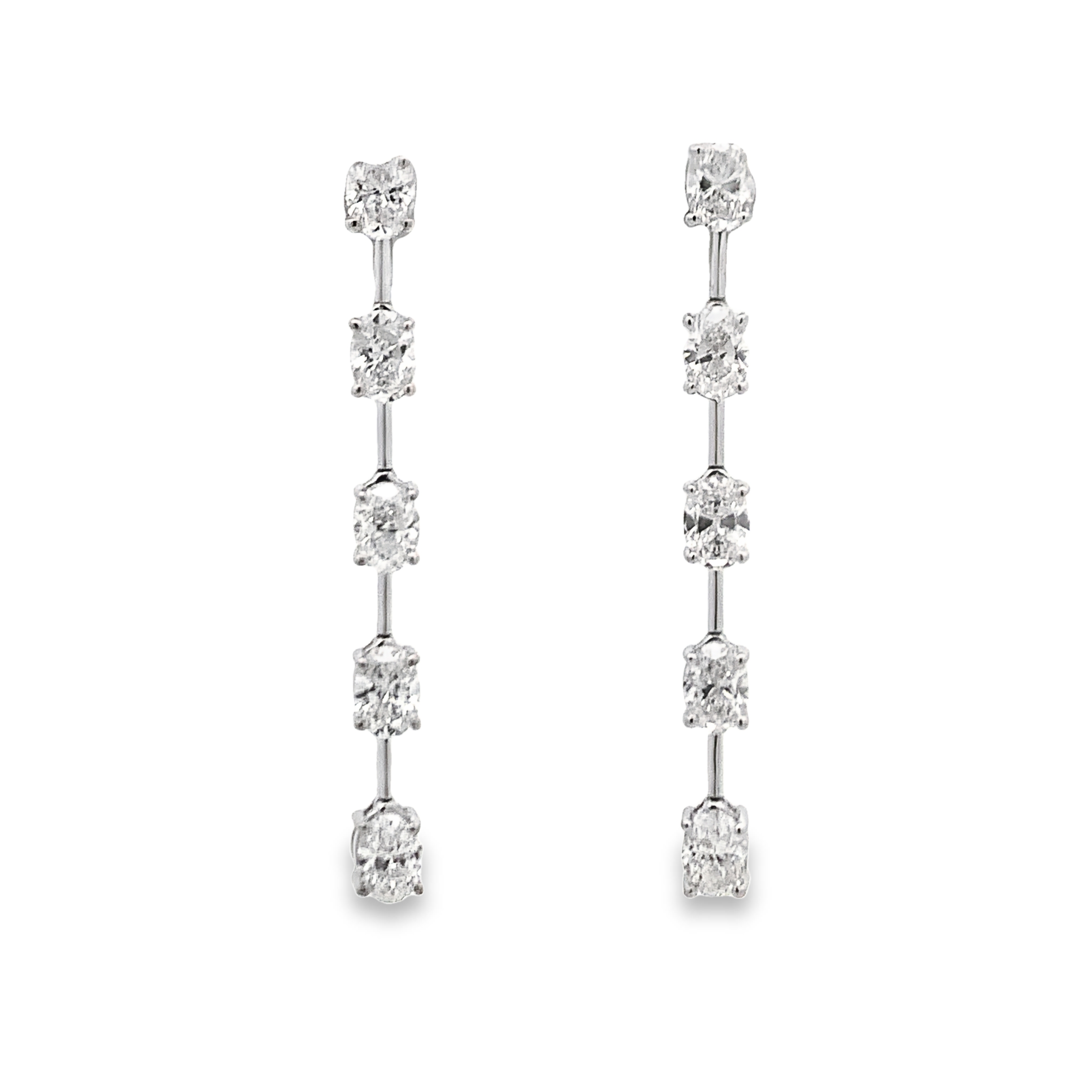 Norman Silverman 18K White Gold Oval Cut Diamond Dangling Earrings