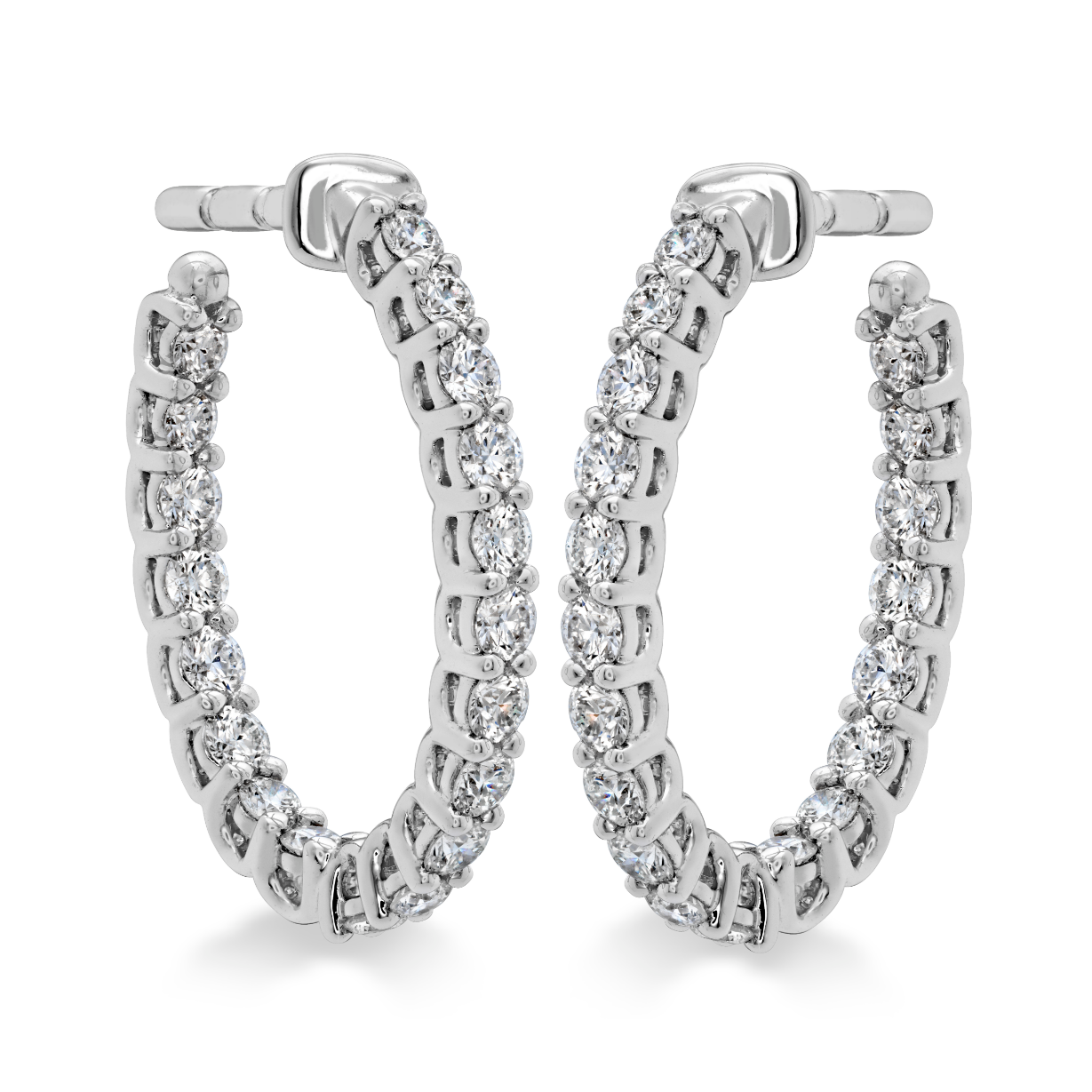 Hearts on Fire 18K White Gold Oval Diamond Hoops