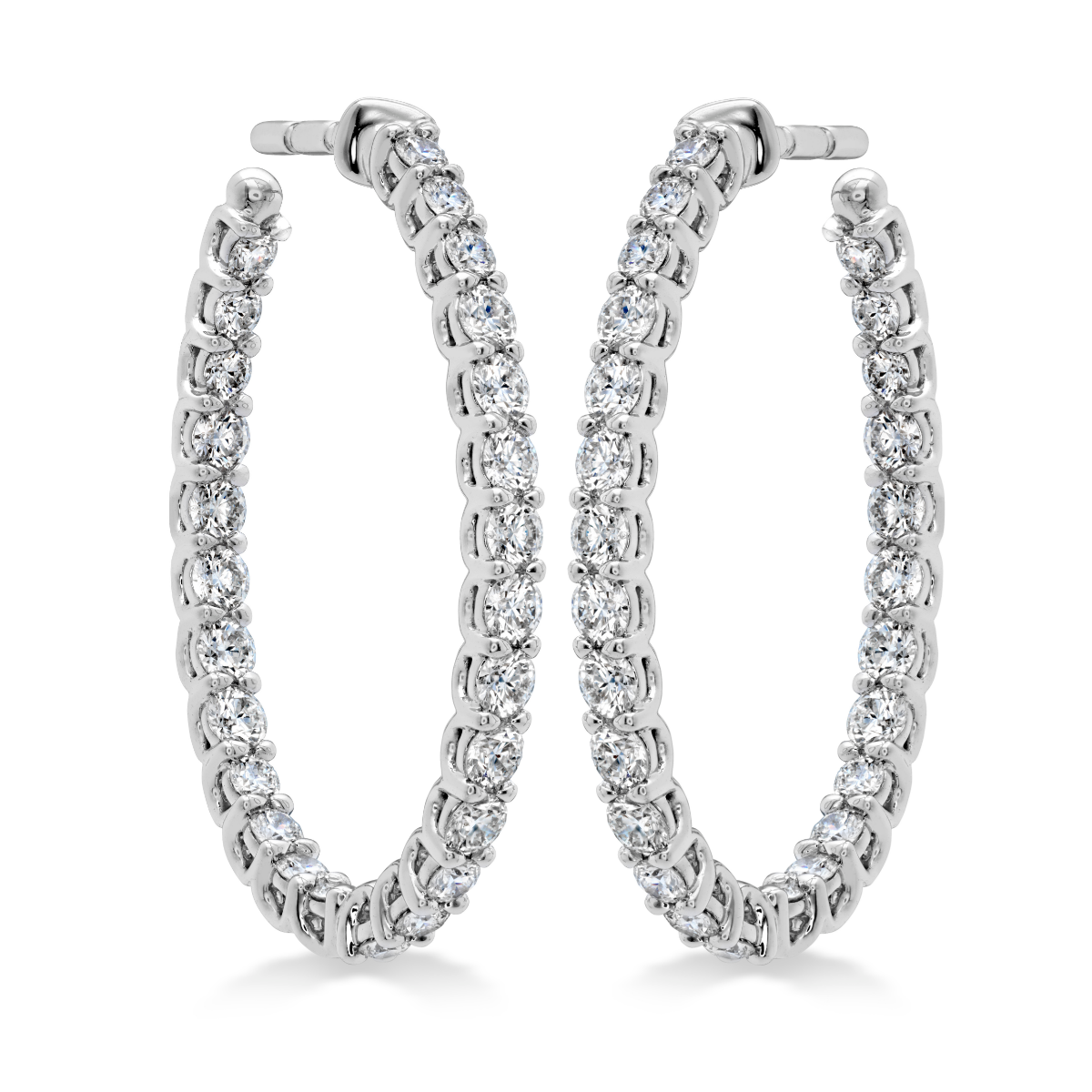 Hearts on Fire 18K White Gold Oval Diamond Hoops