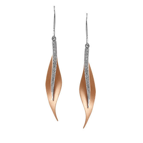 Simon G 18K White & Rose Gold Fallen Leaves Earrings