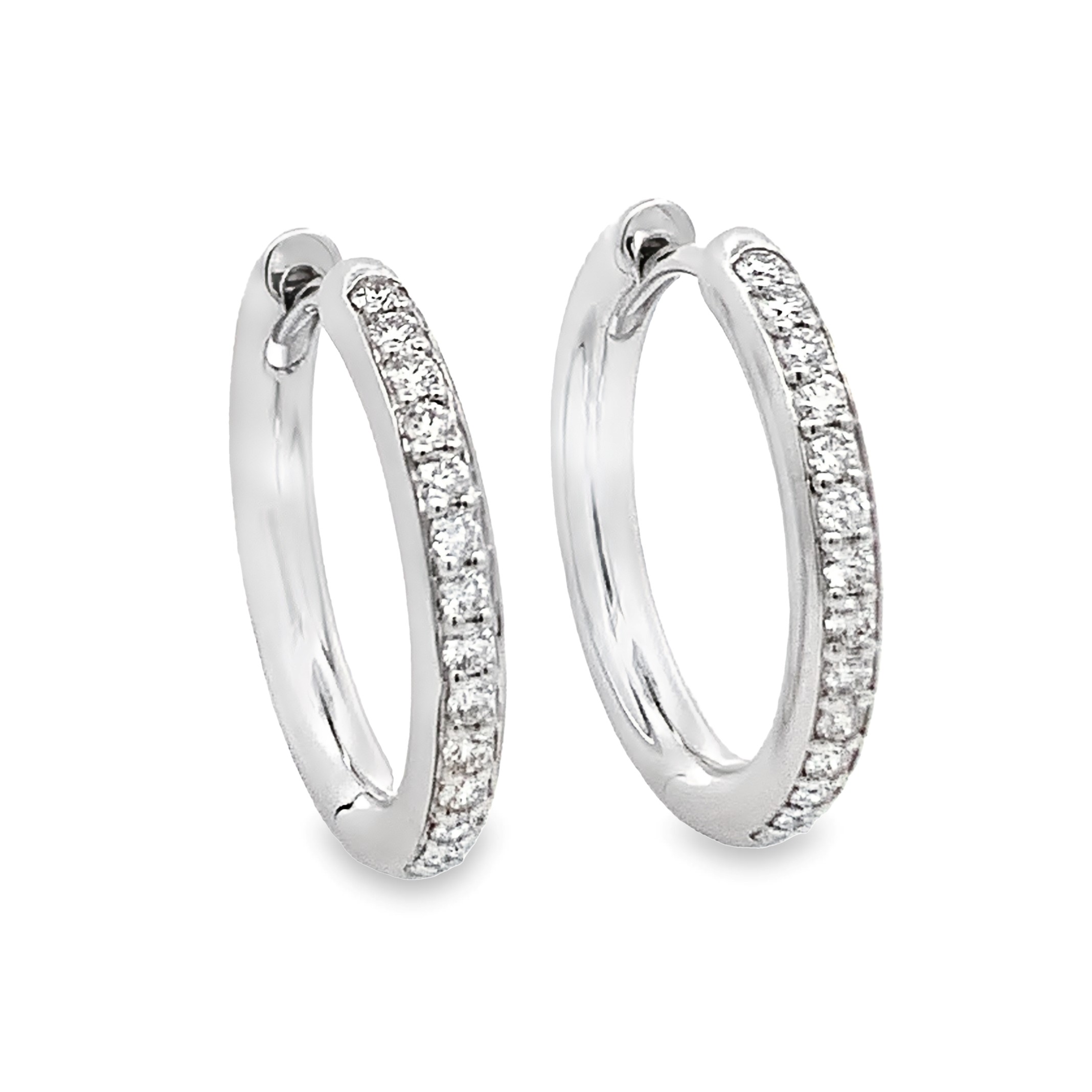 Leo Pizzo 18K White Gold Diamond Line Hoops