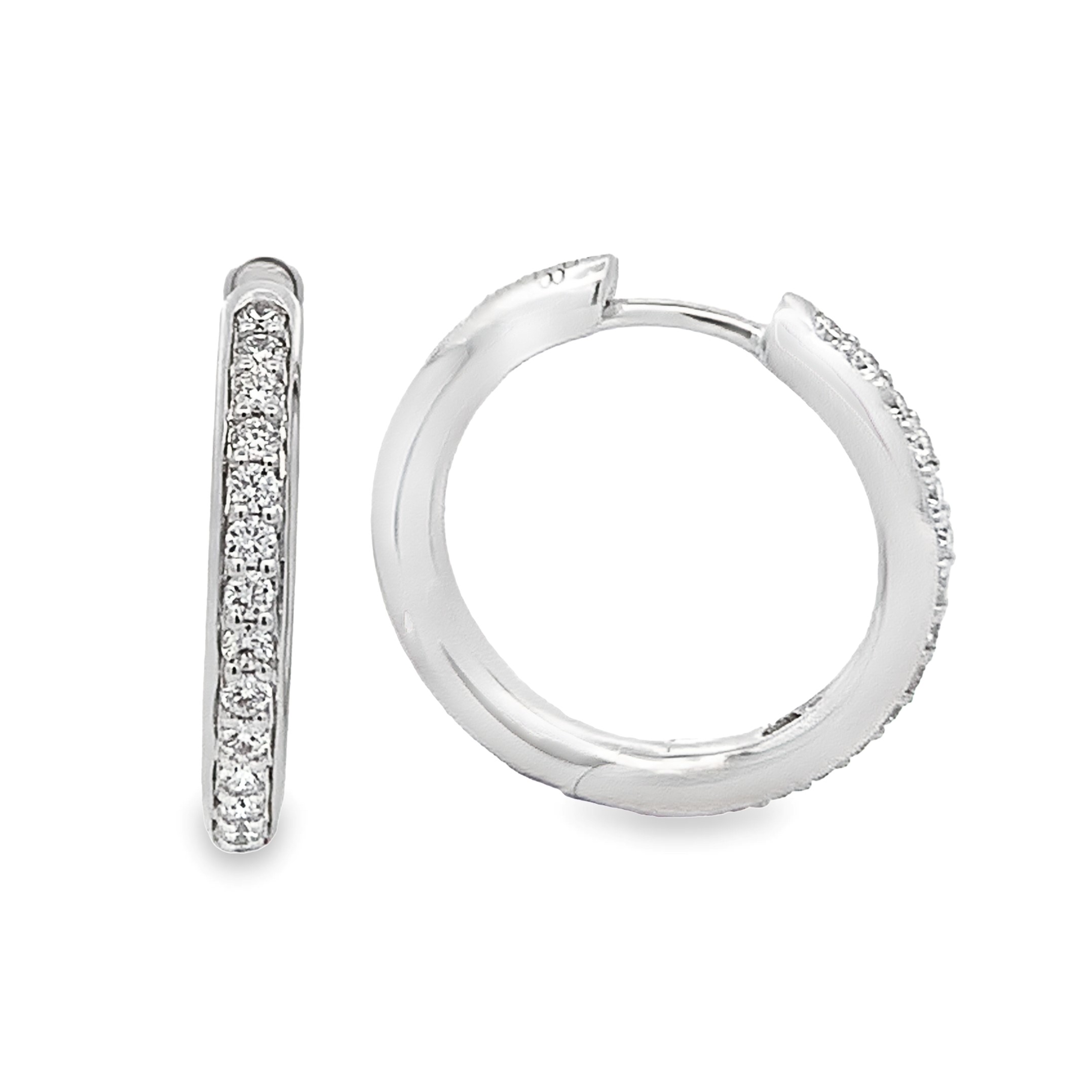 Leo Pizzo 18K White Gold Diamond Line Hoops