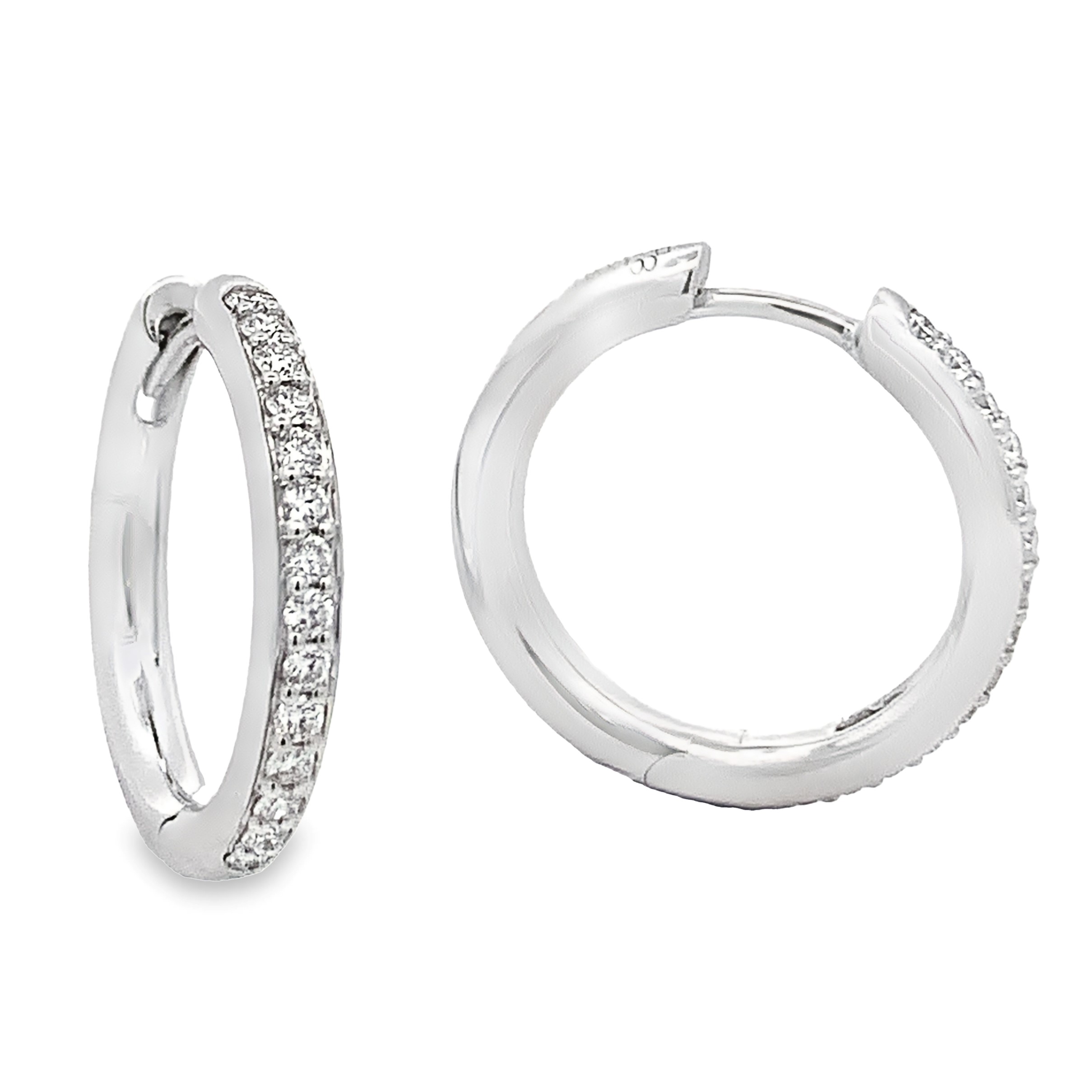 Leo Pizzo 18K White Gold Diamond Line Hoops