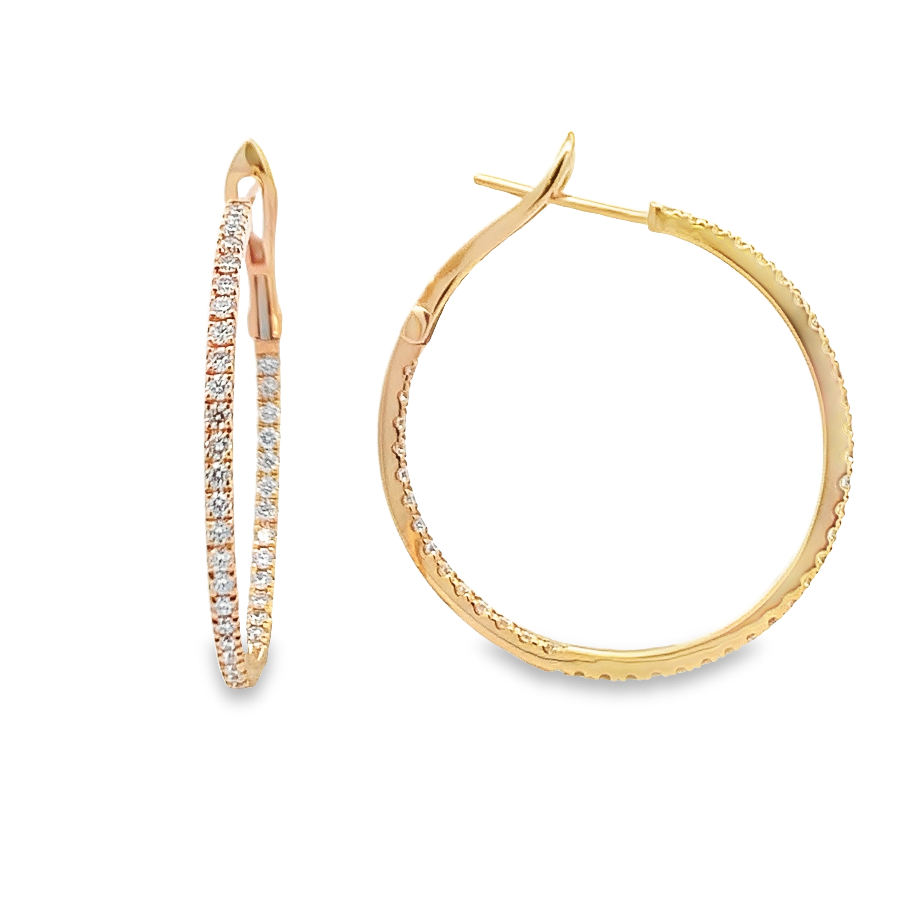 18K Yellow Gold Diamond Hoops