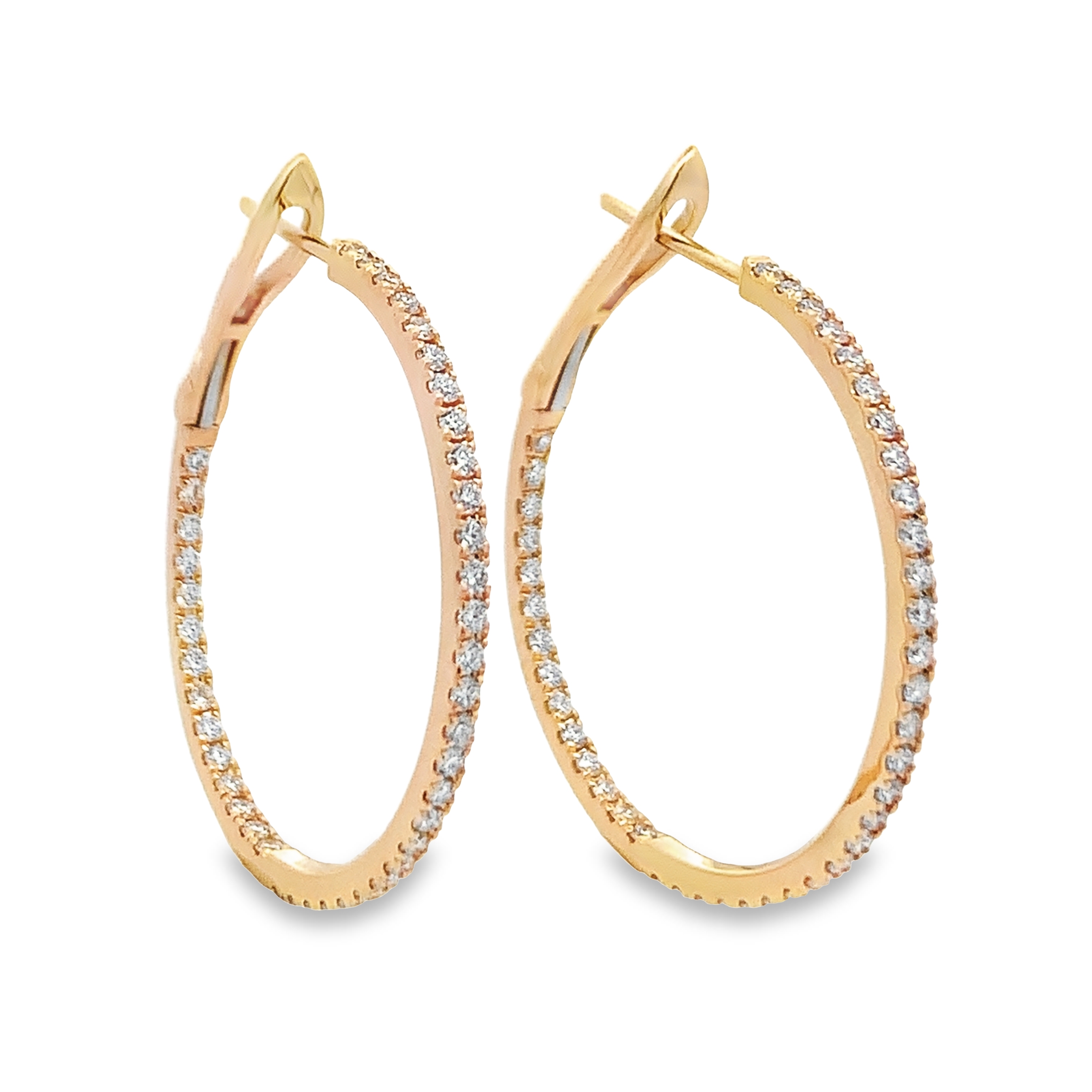 18K Yellow Gold Diamond Hoops