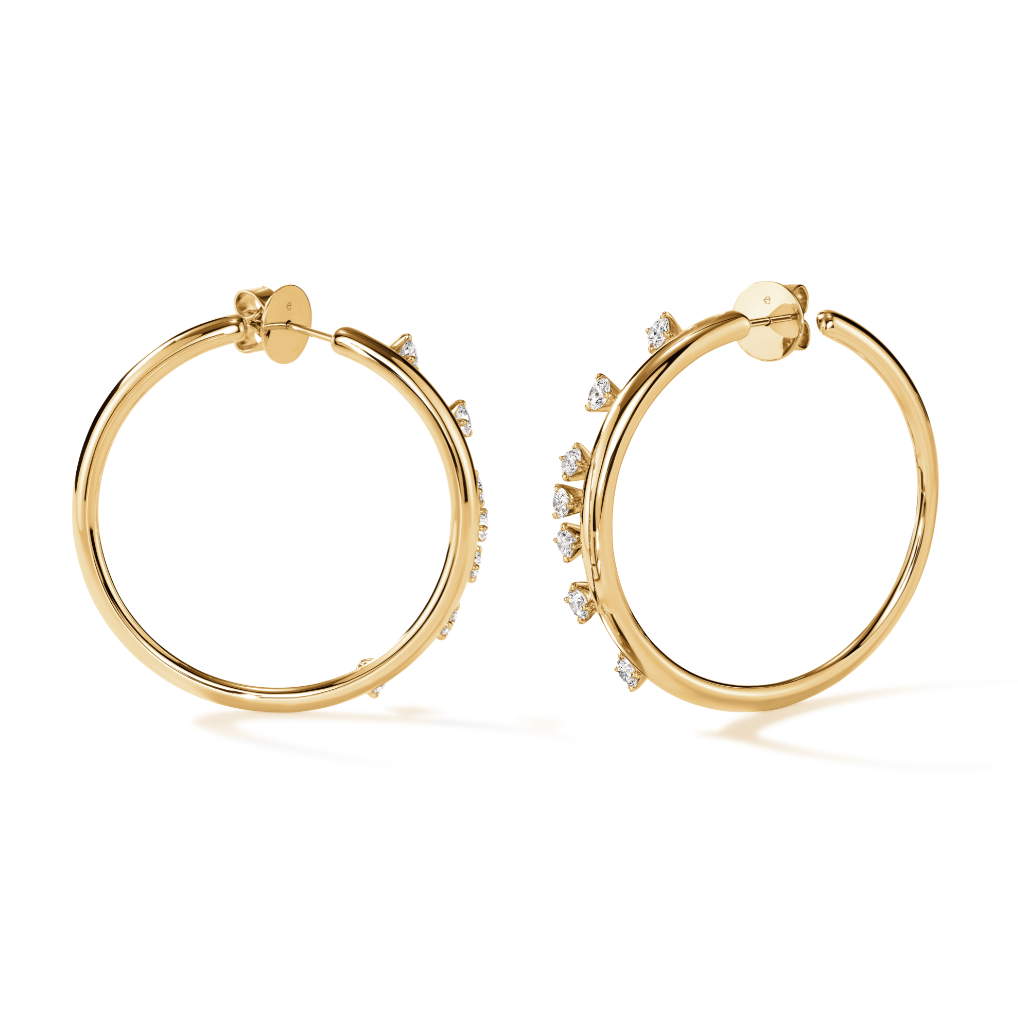 Hearts On Fire 18K Yellow Gold Floating Diamond Hoops