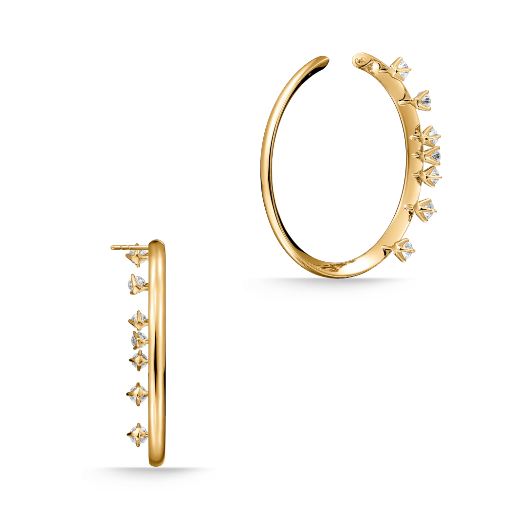 Hearts On Fire 18K Yellow Gold Floating Diamond Hoops