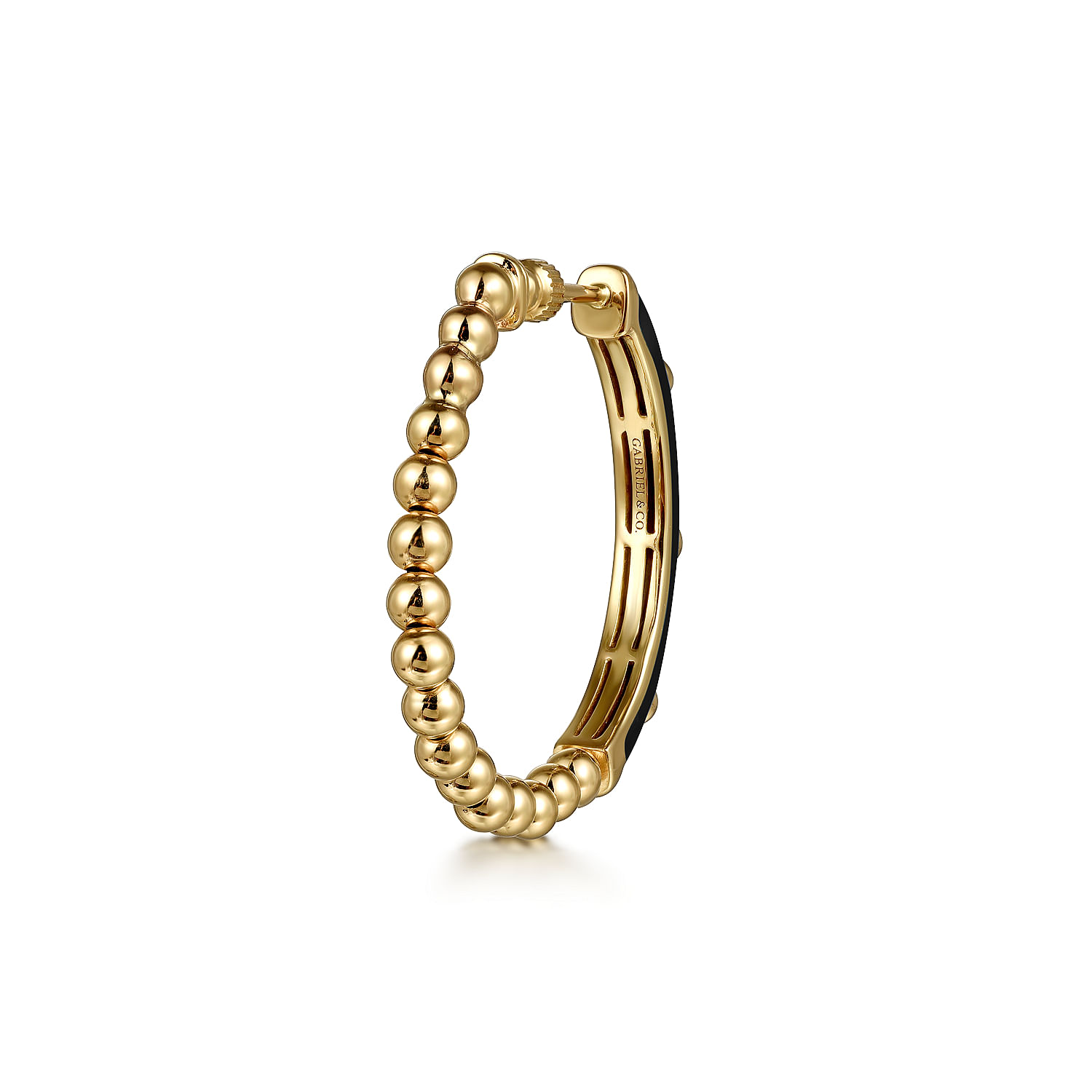 Gabriel & Co. 14K Yellow Gold Black Enamel and Diamond Hoops