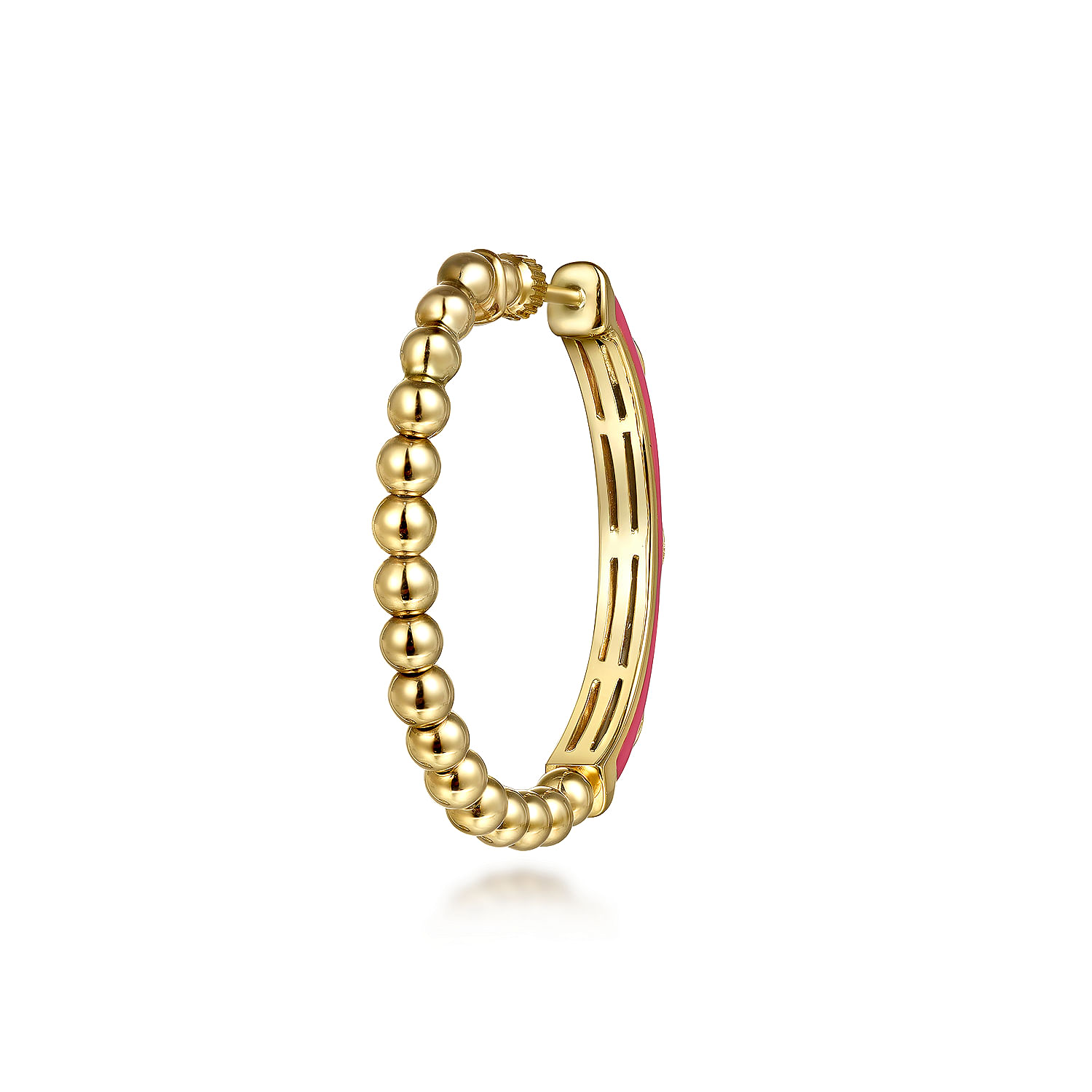 Gabriel & Co. 14K Yellow Gold Pink Enamel and Diamond Hoops