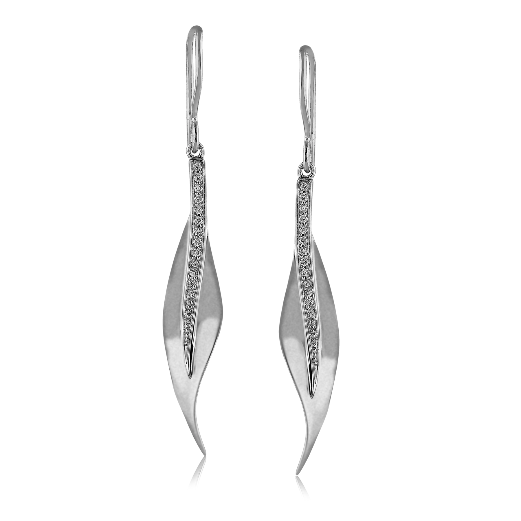 Simon G 18K White Gold Fallen Leaves Earrings