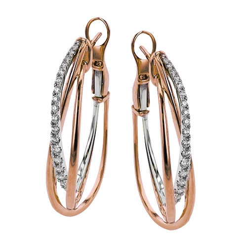 Simon G. 18K Rose & White Gold Diamond Twist Hoops