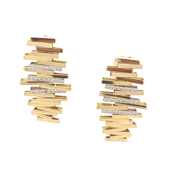 Savoia 18K Two-Tone Gold Stacked Bar Diamond Earrings