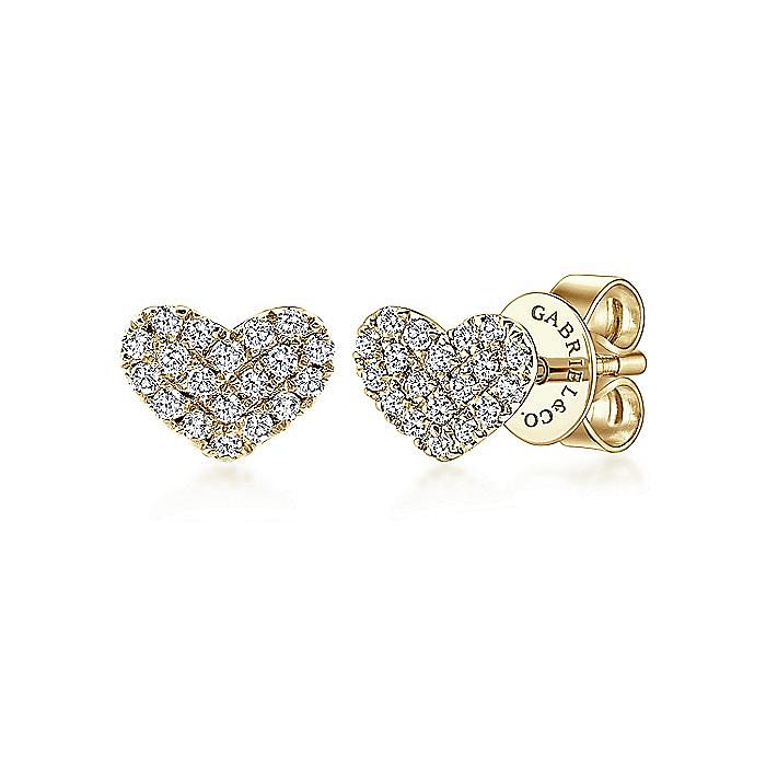 Gabriel & Co. 14K Yellow Gold Heart Diamond PavÃ© Studs