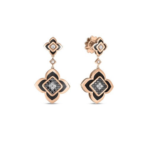 Roberto Coin 18K Rose Gold Palazzo Carnevale Black Diamond Earrings