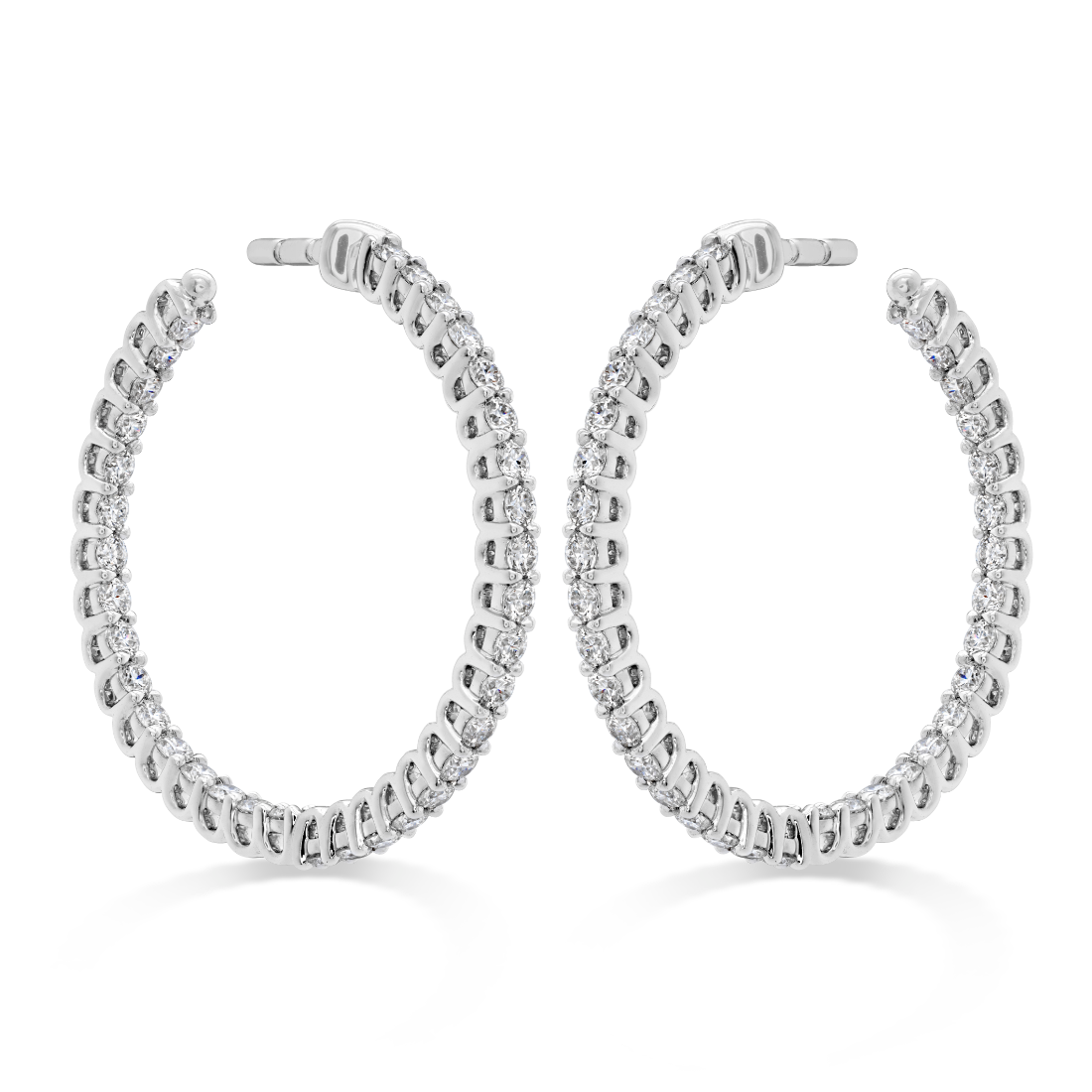 Hearts on Fire 18K White Gold Inside Outside Diamond Hoops