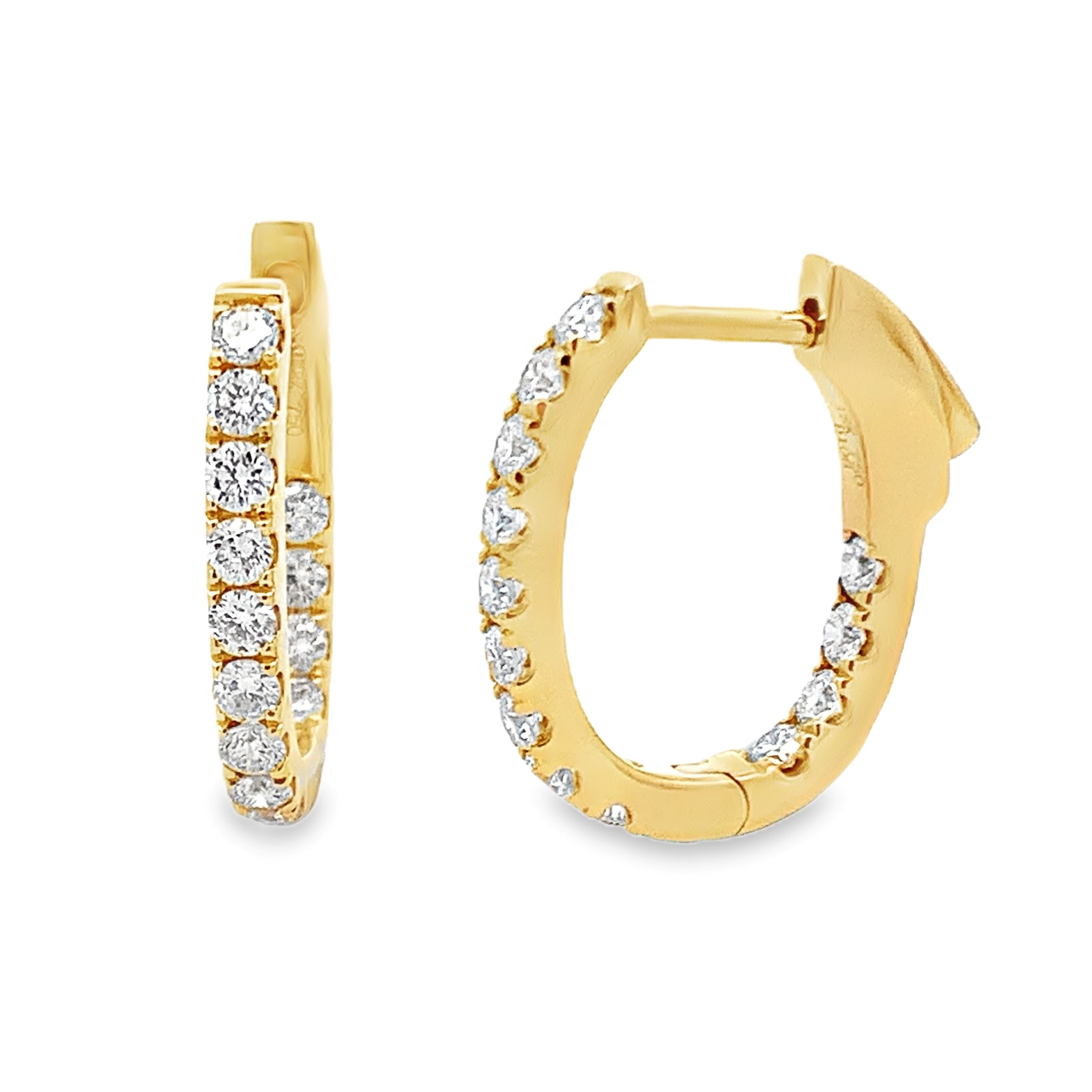 18K Yellow Gold Diamond Hoops