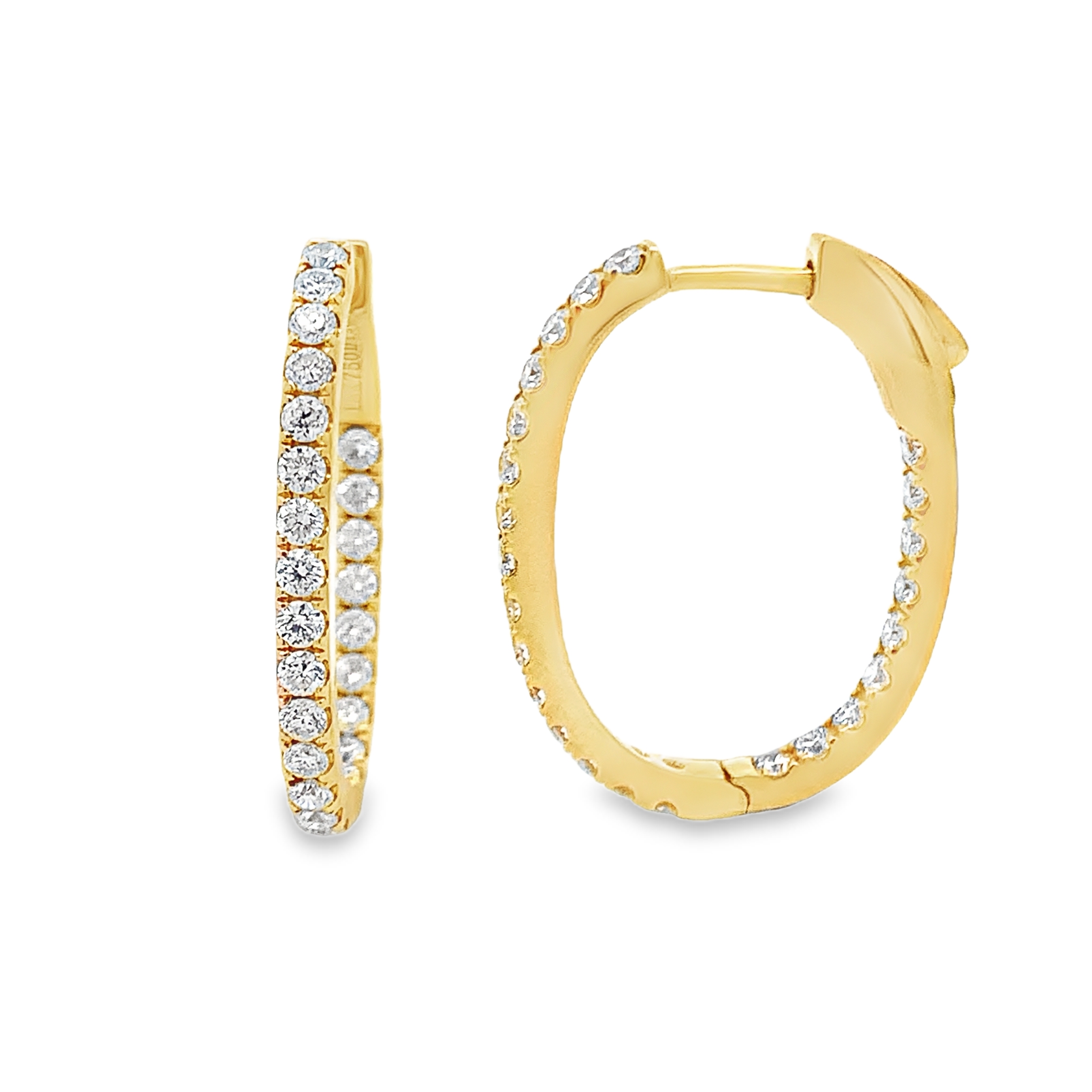 18K Yellow Gold Diamond Hoops