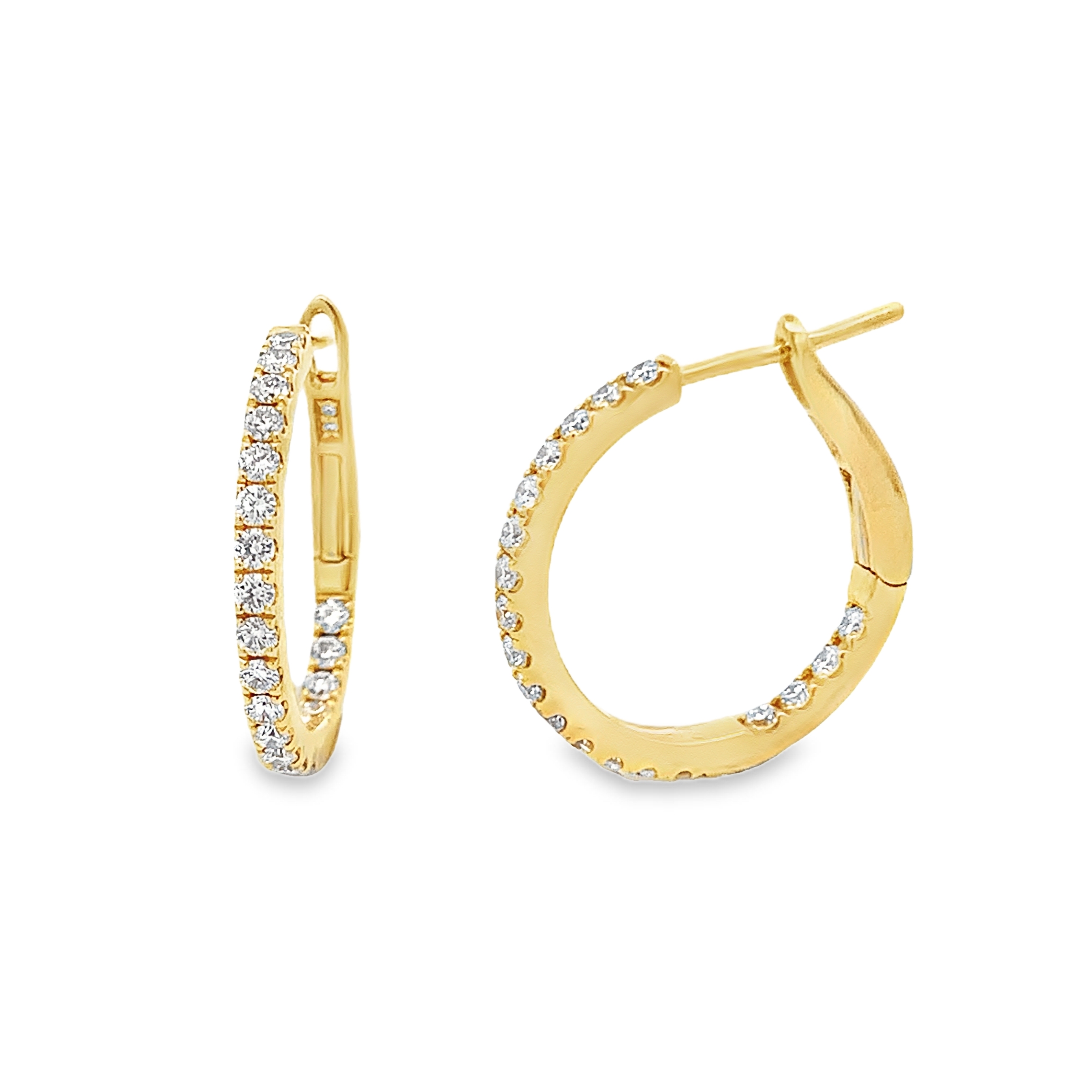 18K Yellow Gold Diamond Hoops