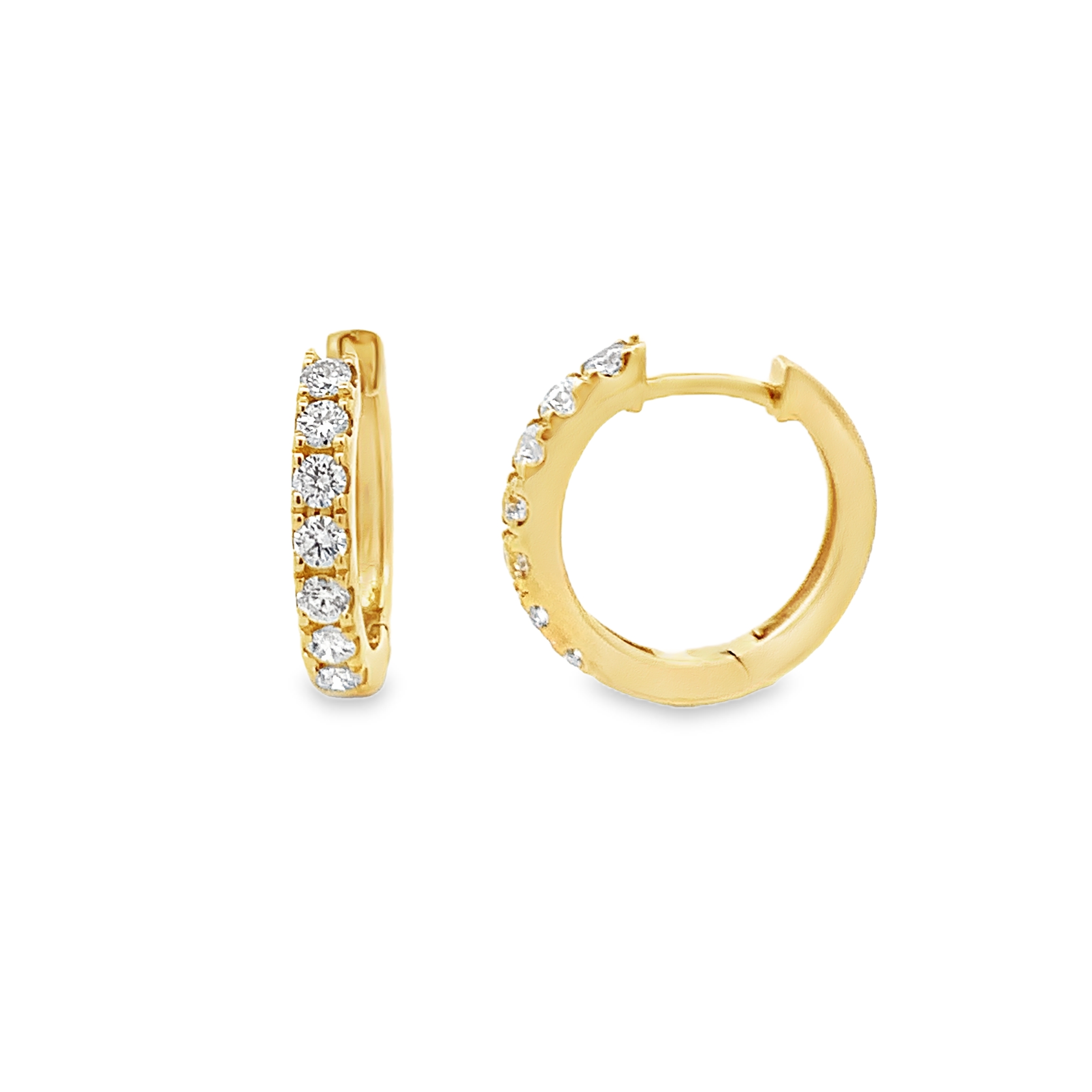 18K Yellow Gold Diamond Hoops