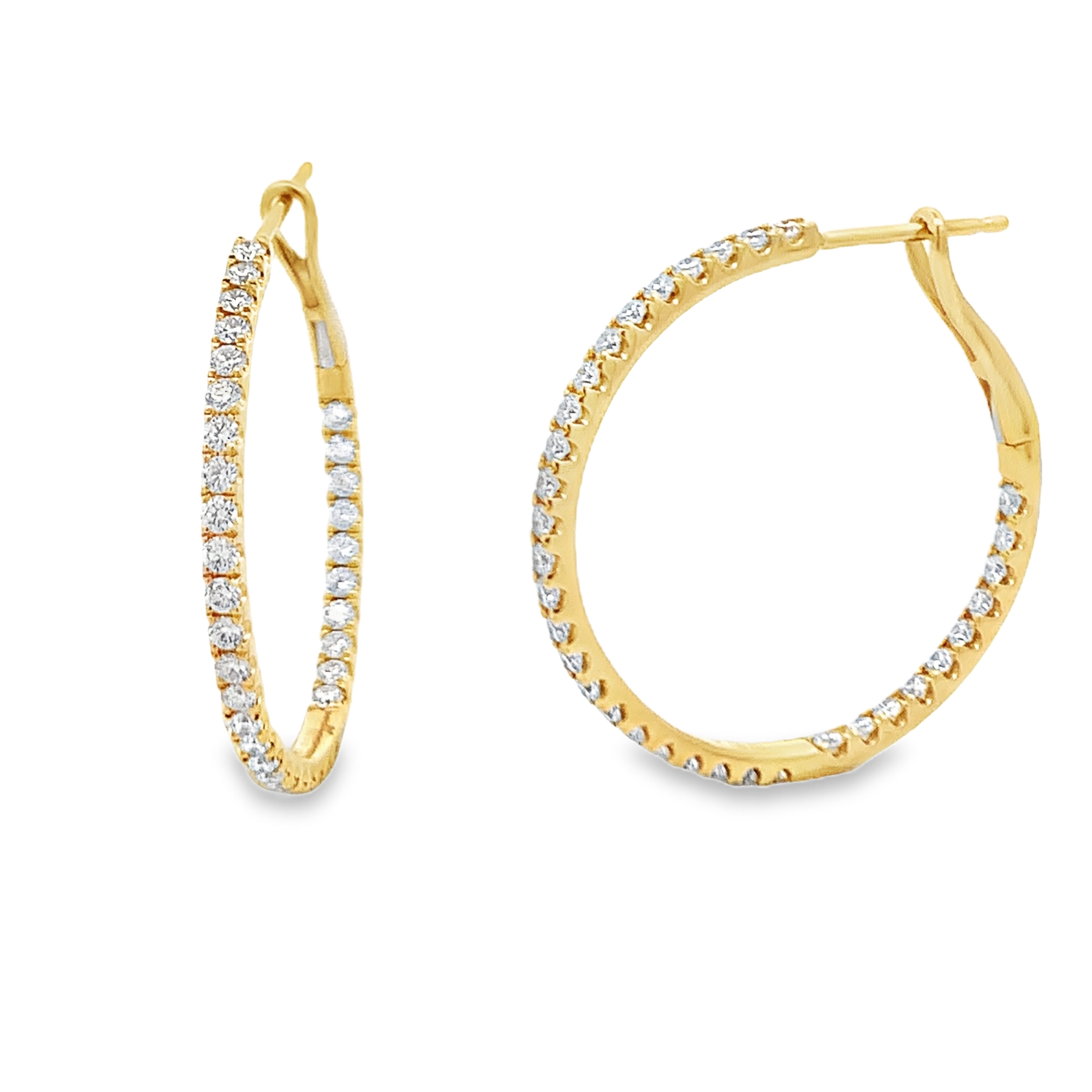 18K Yellow Gold Diamond Hoops