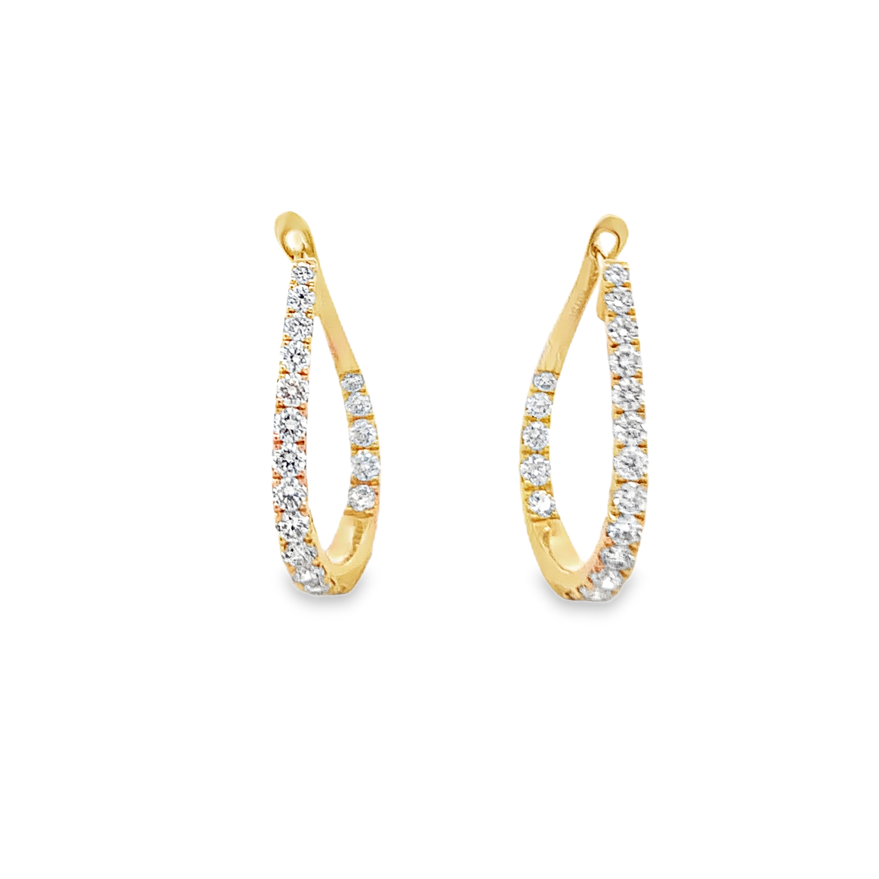 18K Yellow Gold Diamond Off-Center Twist Hoops