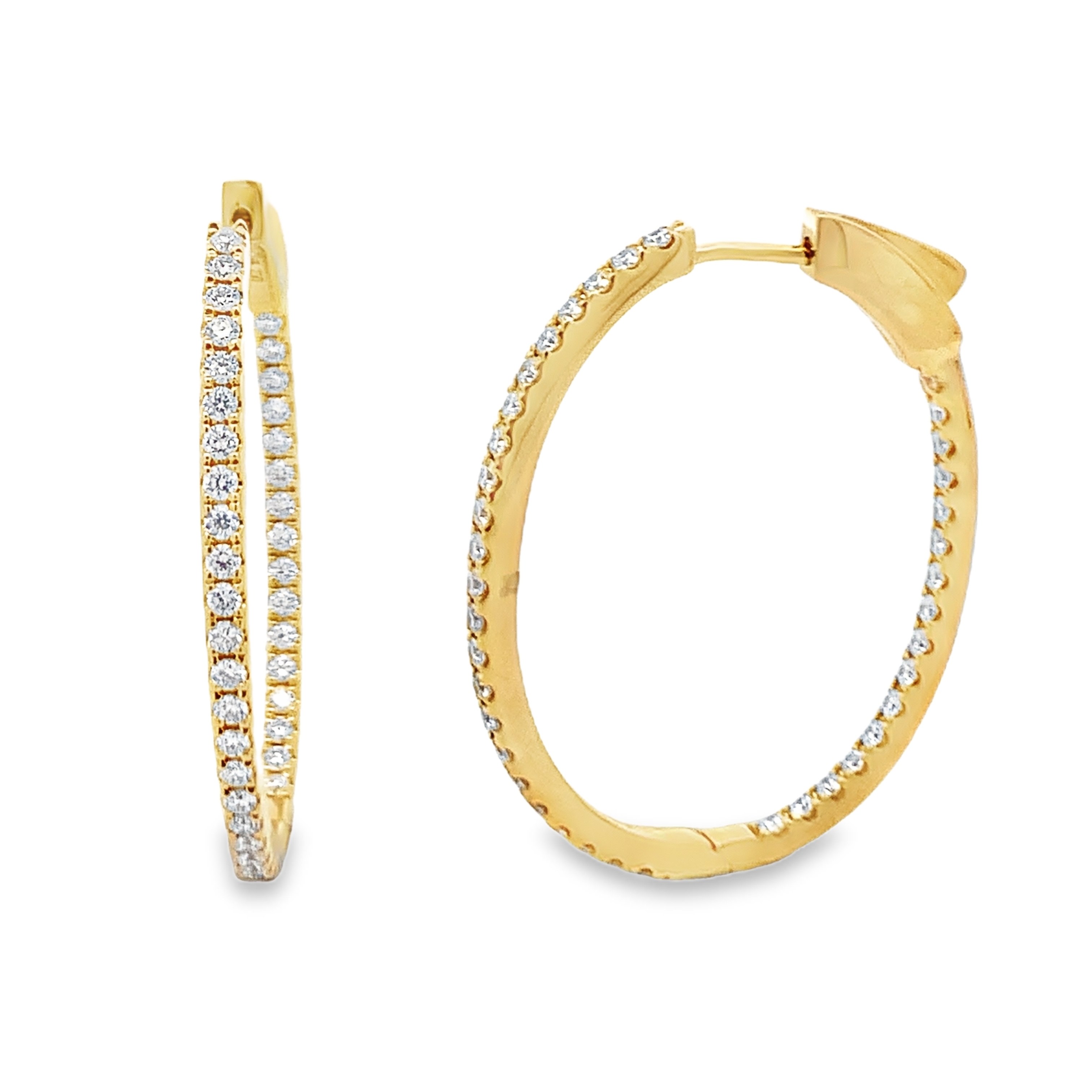 18K Yellow Gold Diamond Hoops