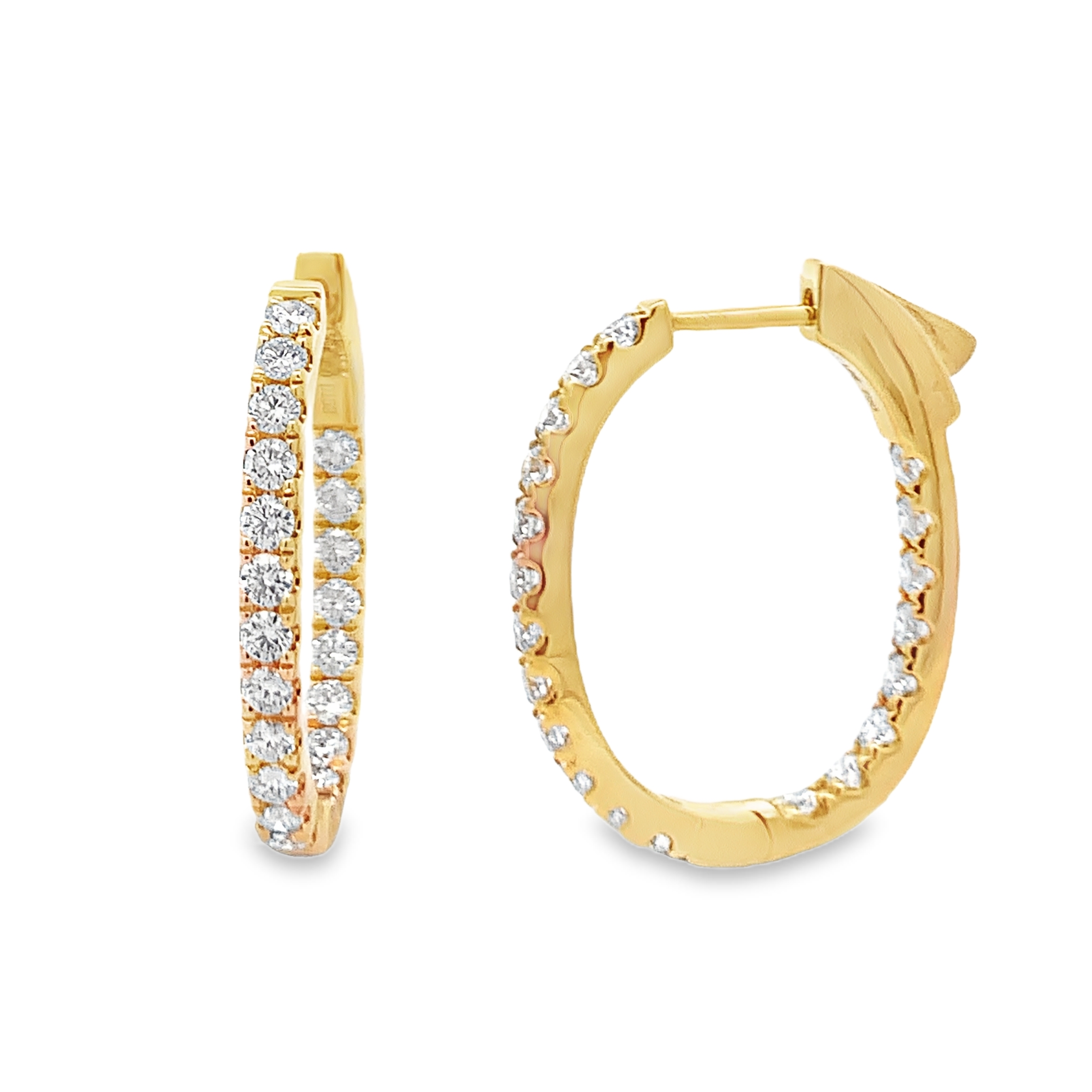 18K Yellow Gold Diamond Hoops