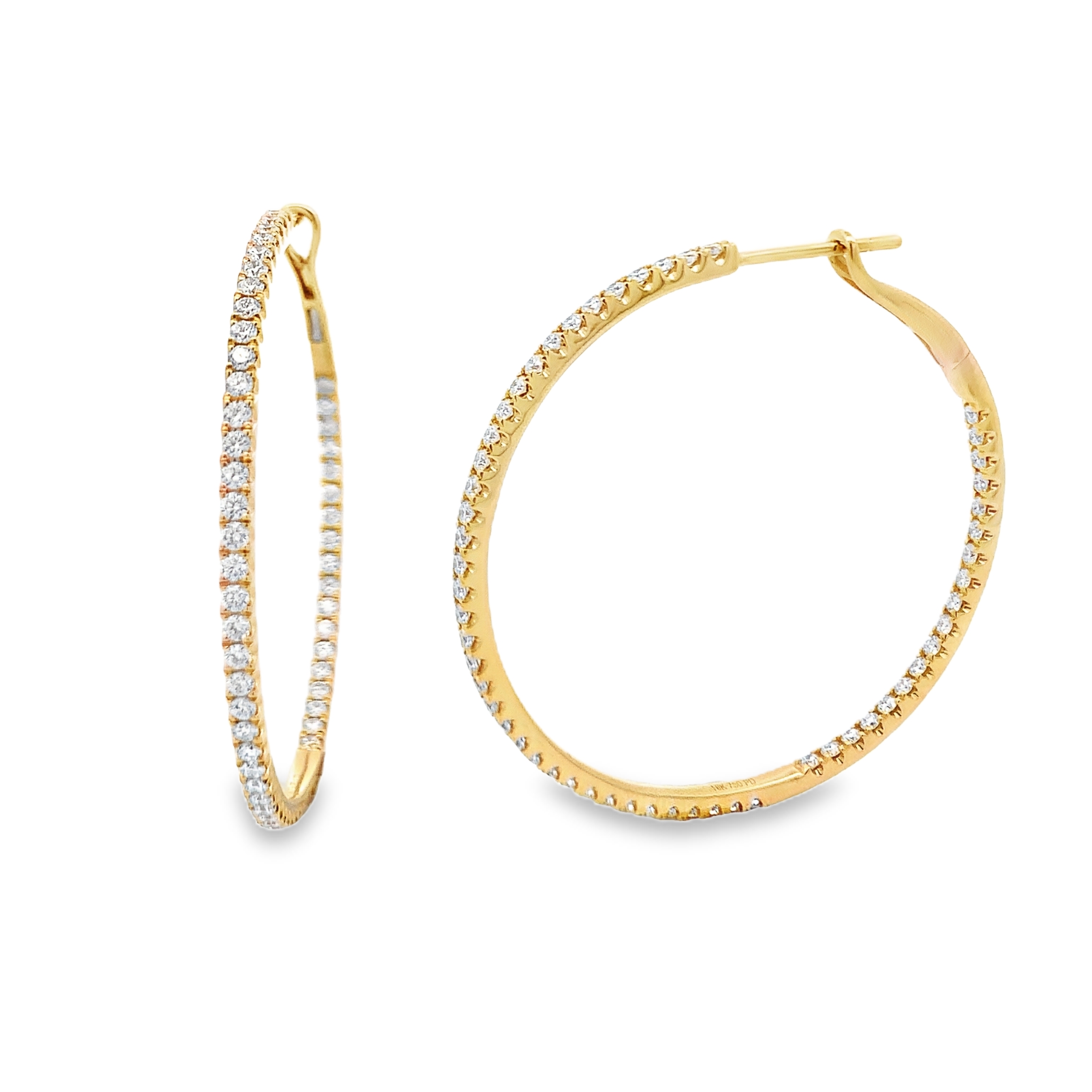 18K Yellow Gold Diamond Hoops