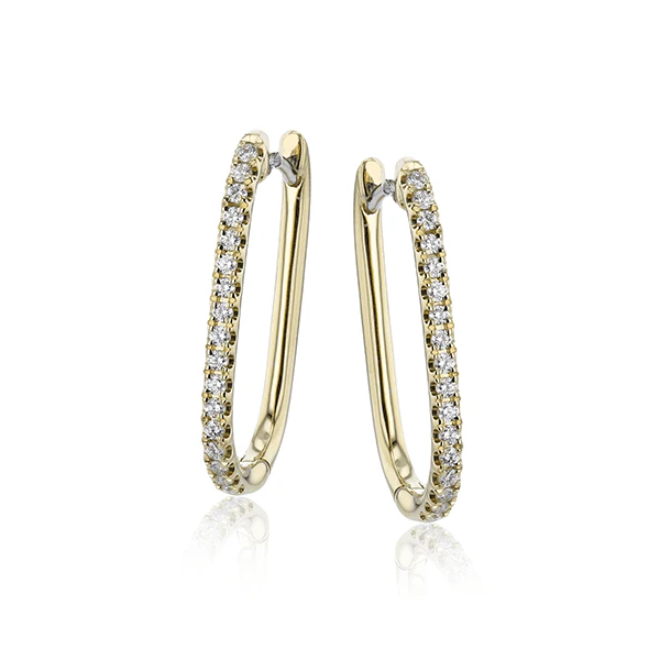 Simon G 18K Yellow Gold Diamond Oval Hoops