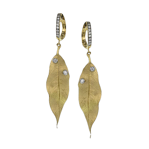 Simon G 18K Yellow Gold Fallen Leaves Diamond Accent Earrings