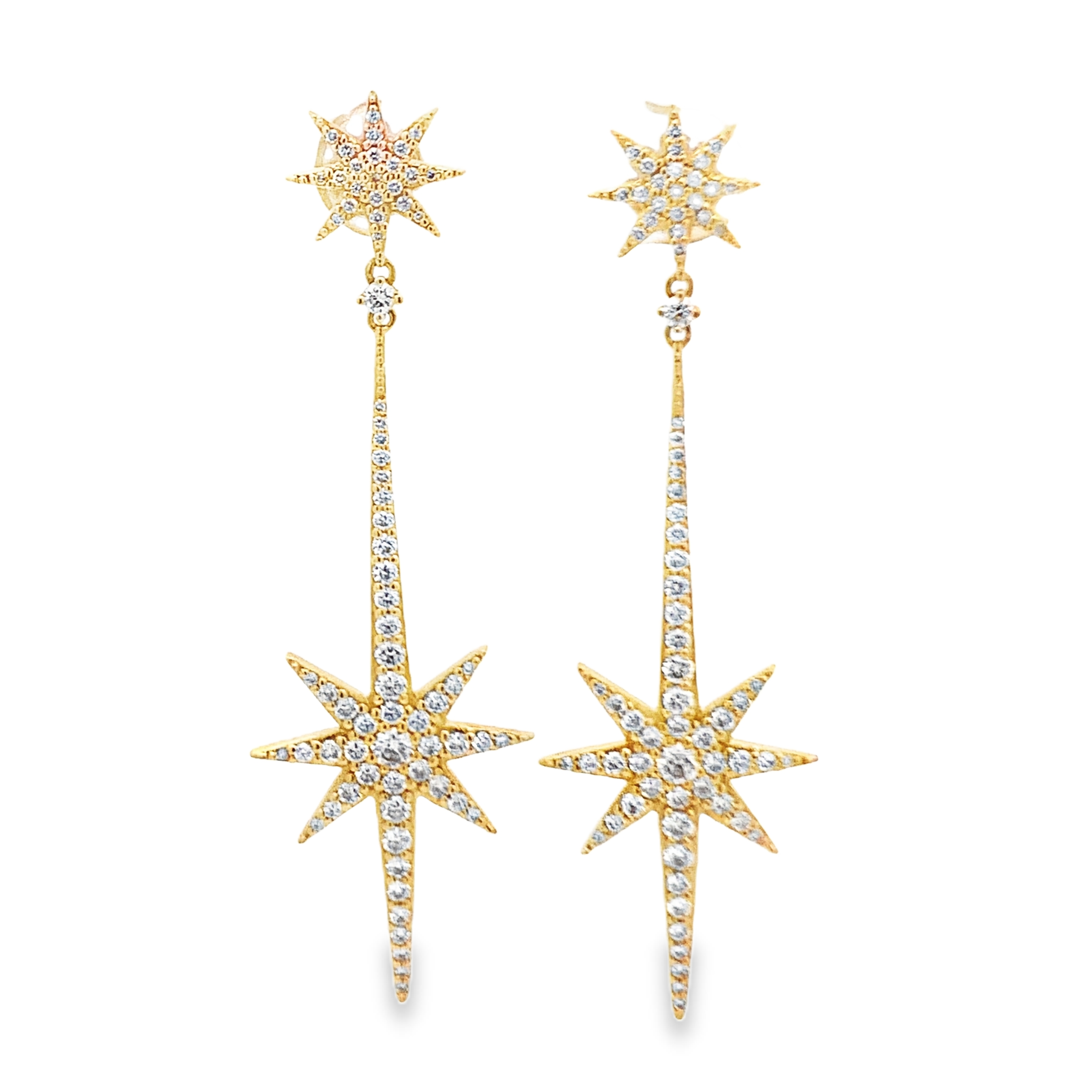 18K Yellow Gold Diamond Starburst Earrings