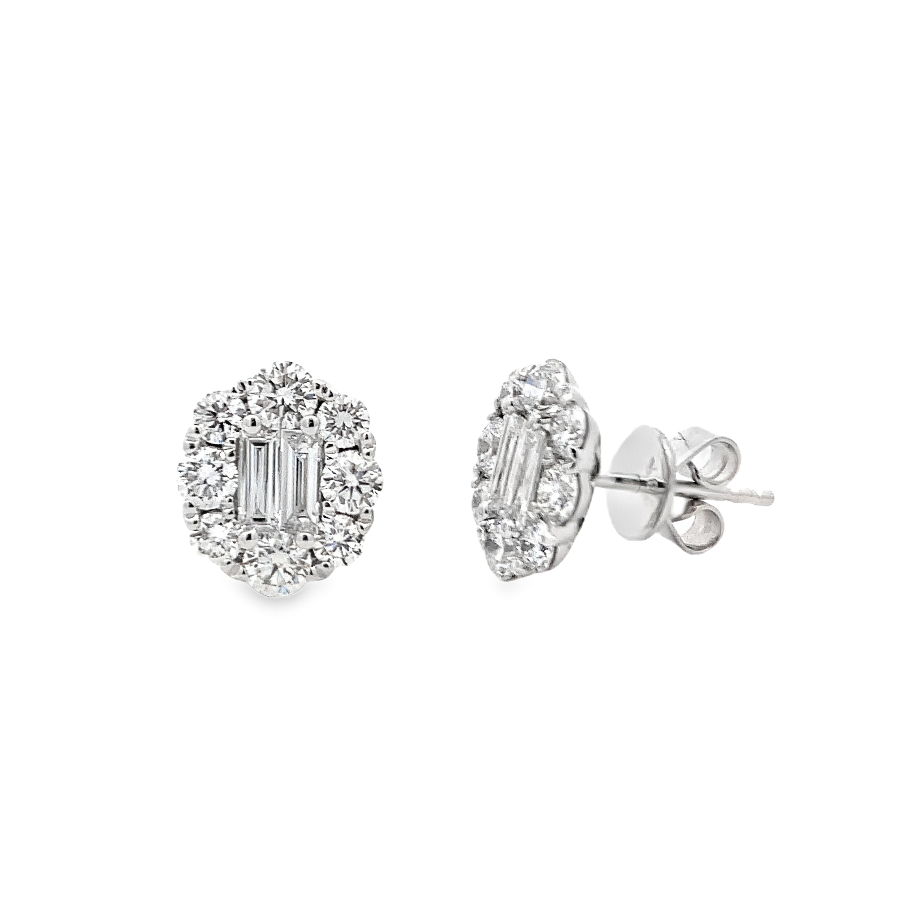 18K White Gold Diamond Cluster Studs