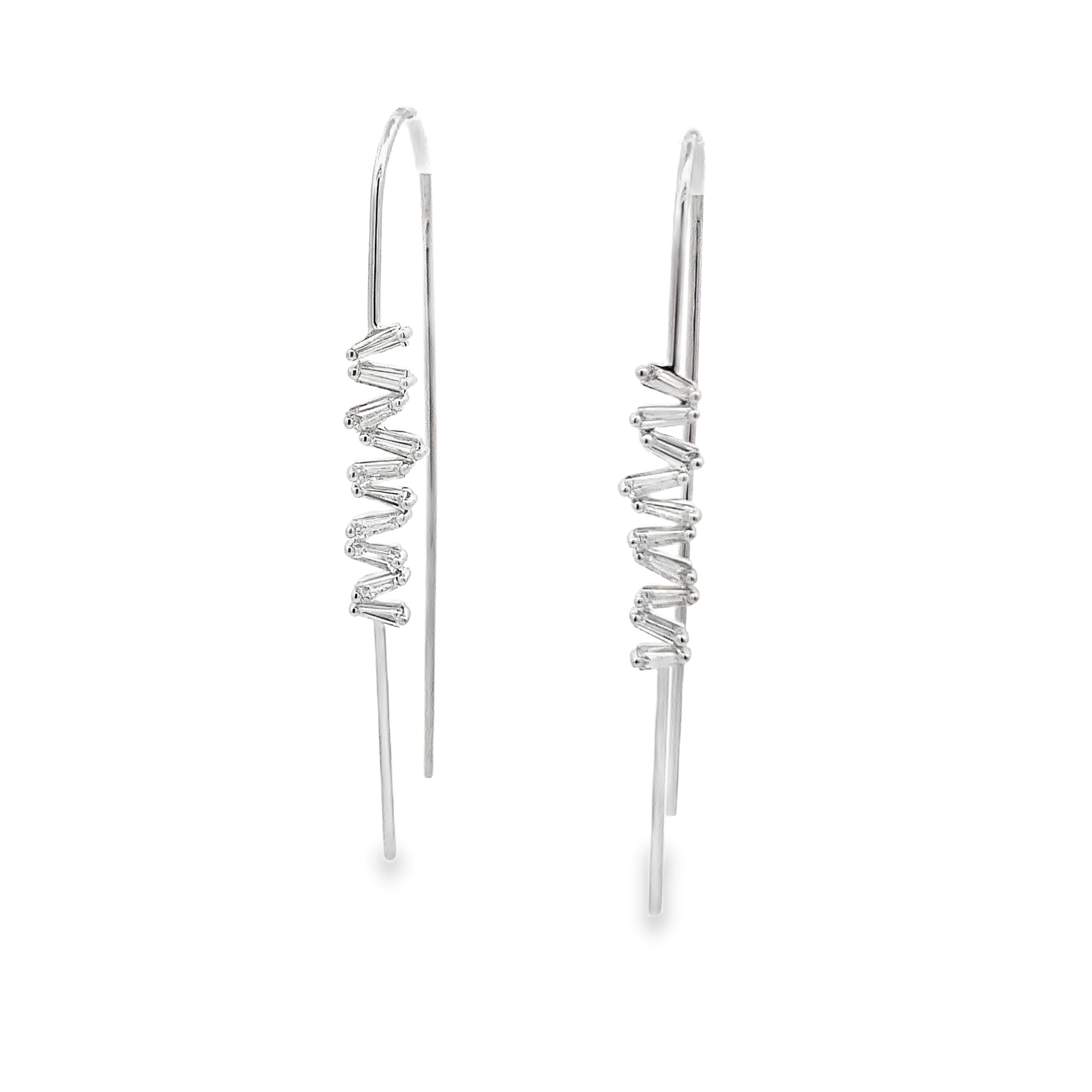 18K White Gold Diamond Accent Threader Earrings