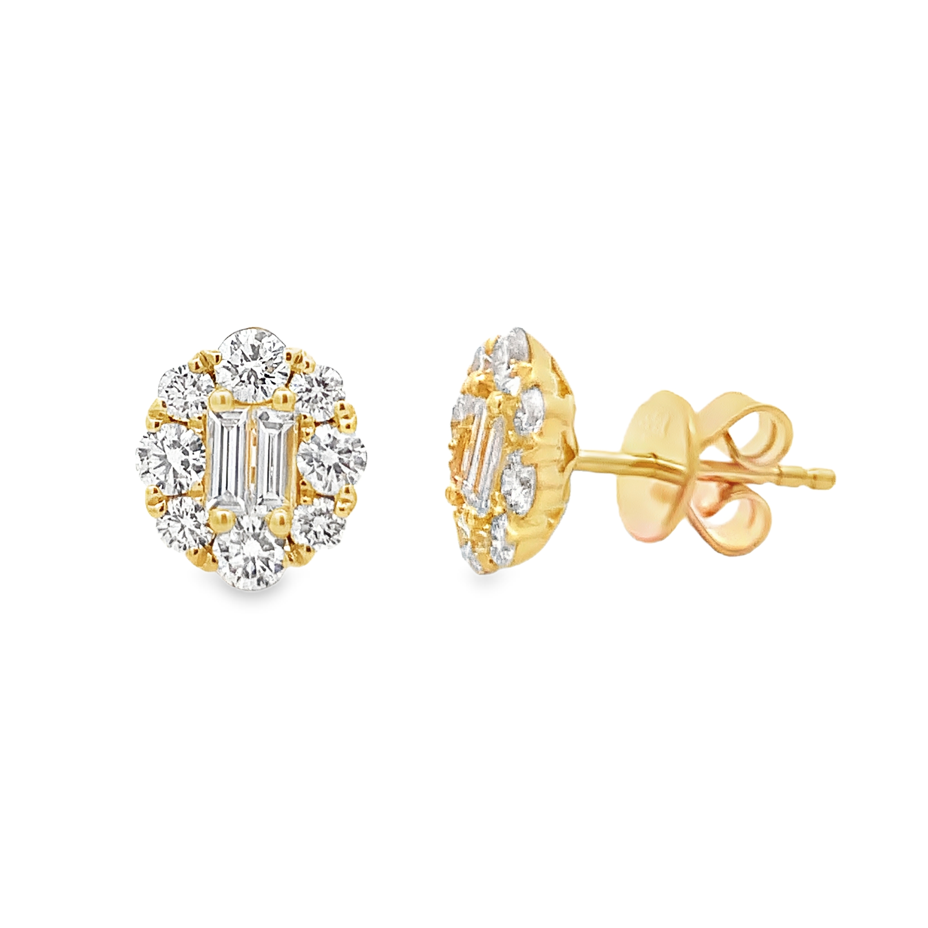 18K Yellow Gold Diamond Cluster Studs