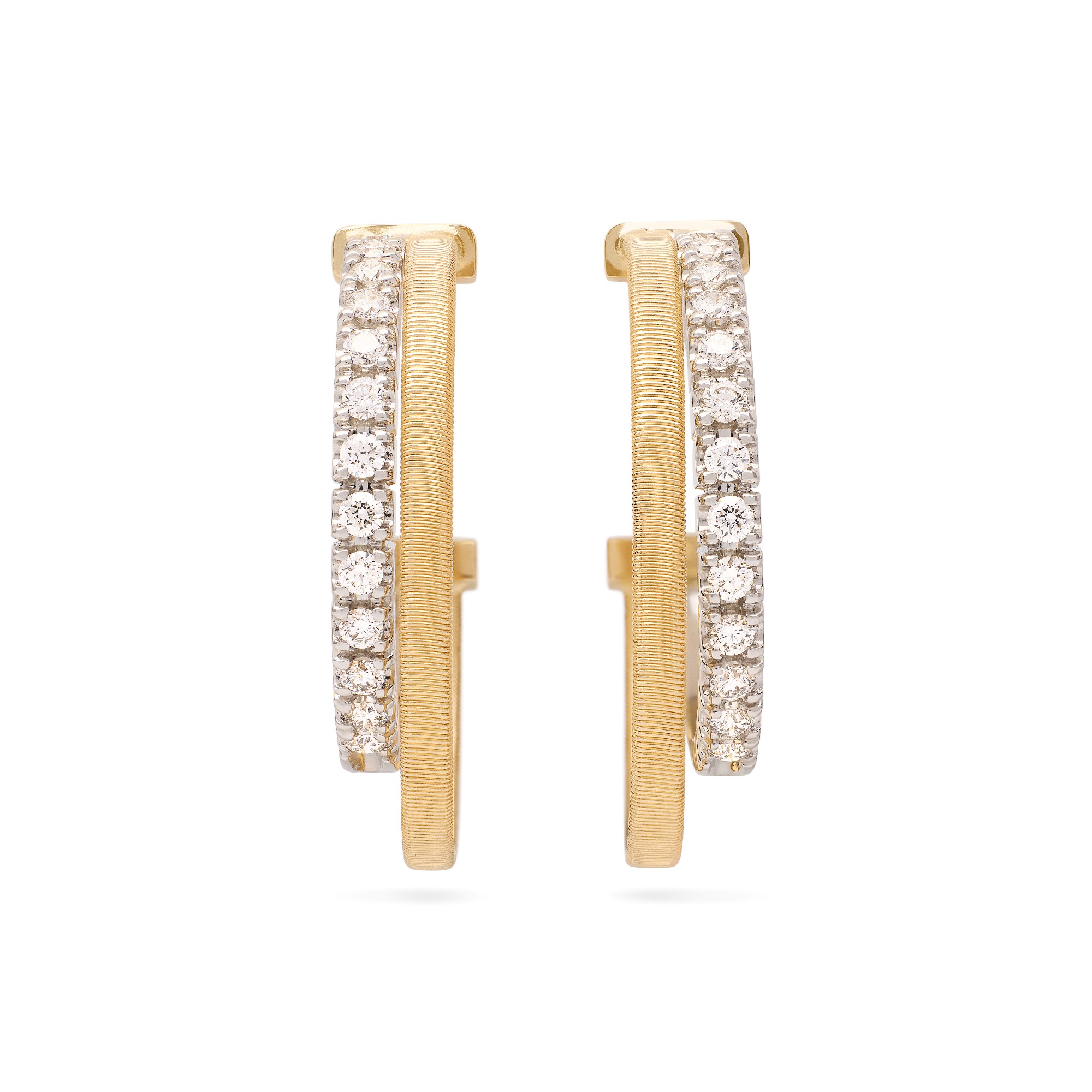 Marco Bicego 18K Two-Tone Masai Diamond and Coil Hoops