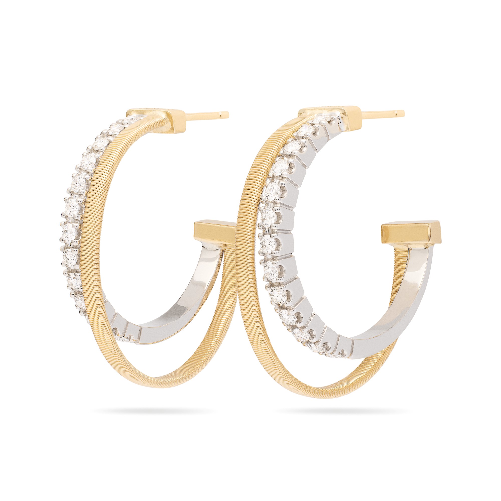 Marco Bicego 18K Two-Tone Masai Diamond and Coil Hoops