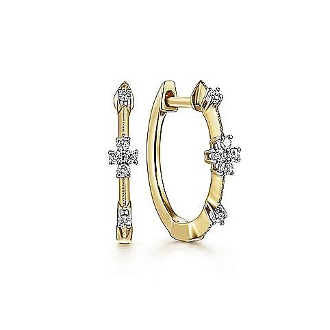 Gabriel & Co. 14K Yellow Gold Diamond Station Huggies