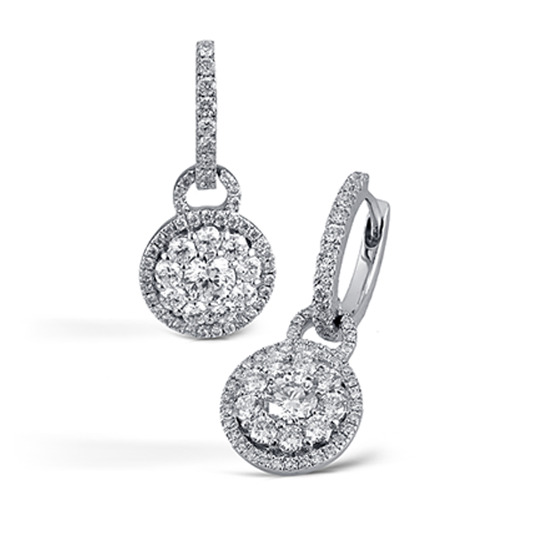 Simon G. 18K White Gold Diamond Dangling Earrings