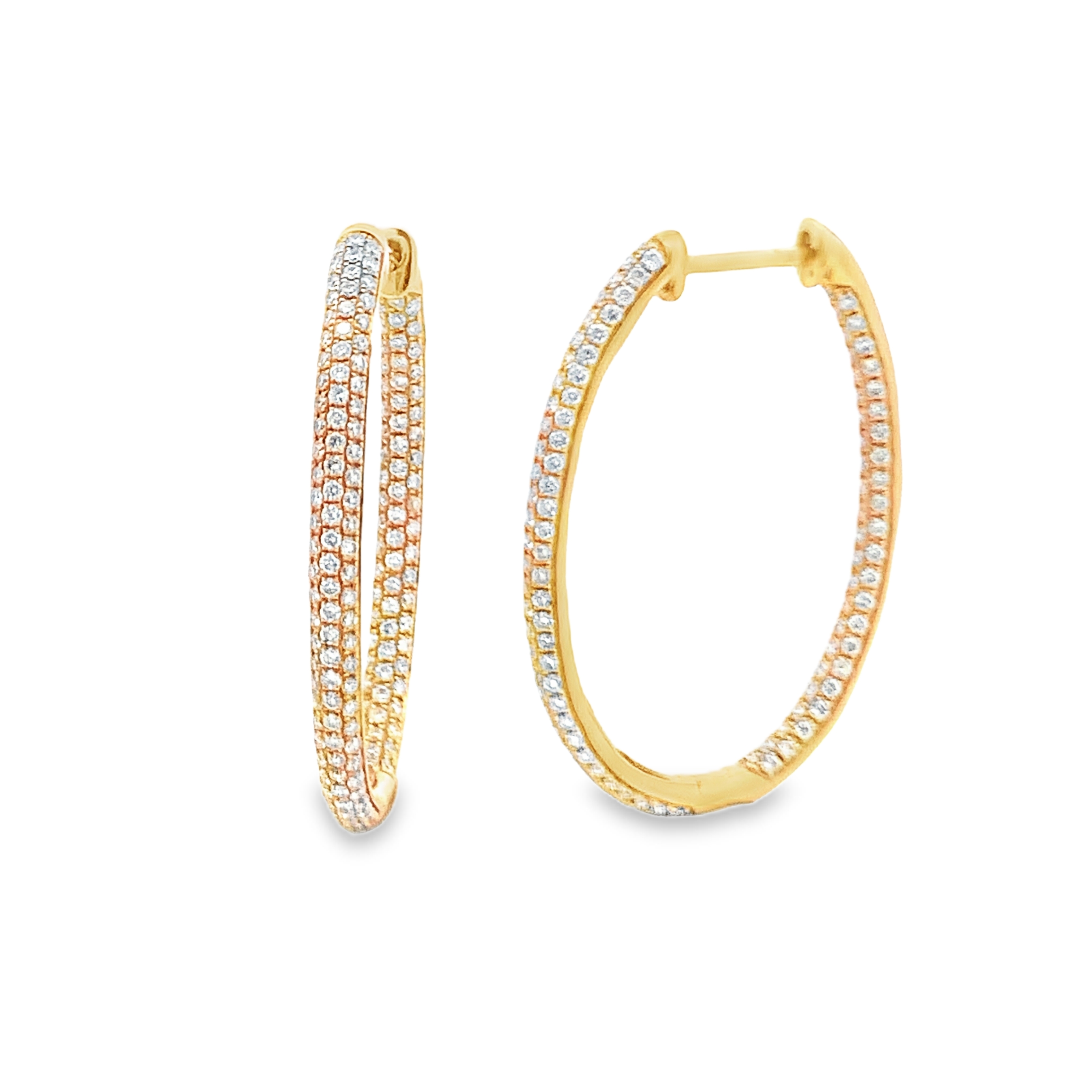 18K Yellow Gold In & Out Diamond Hoops