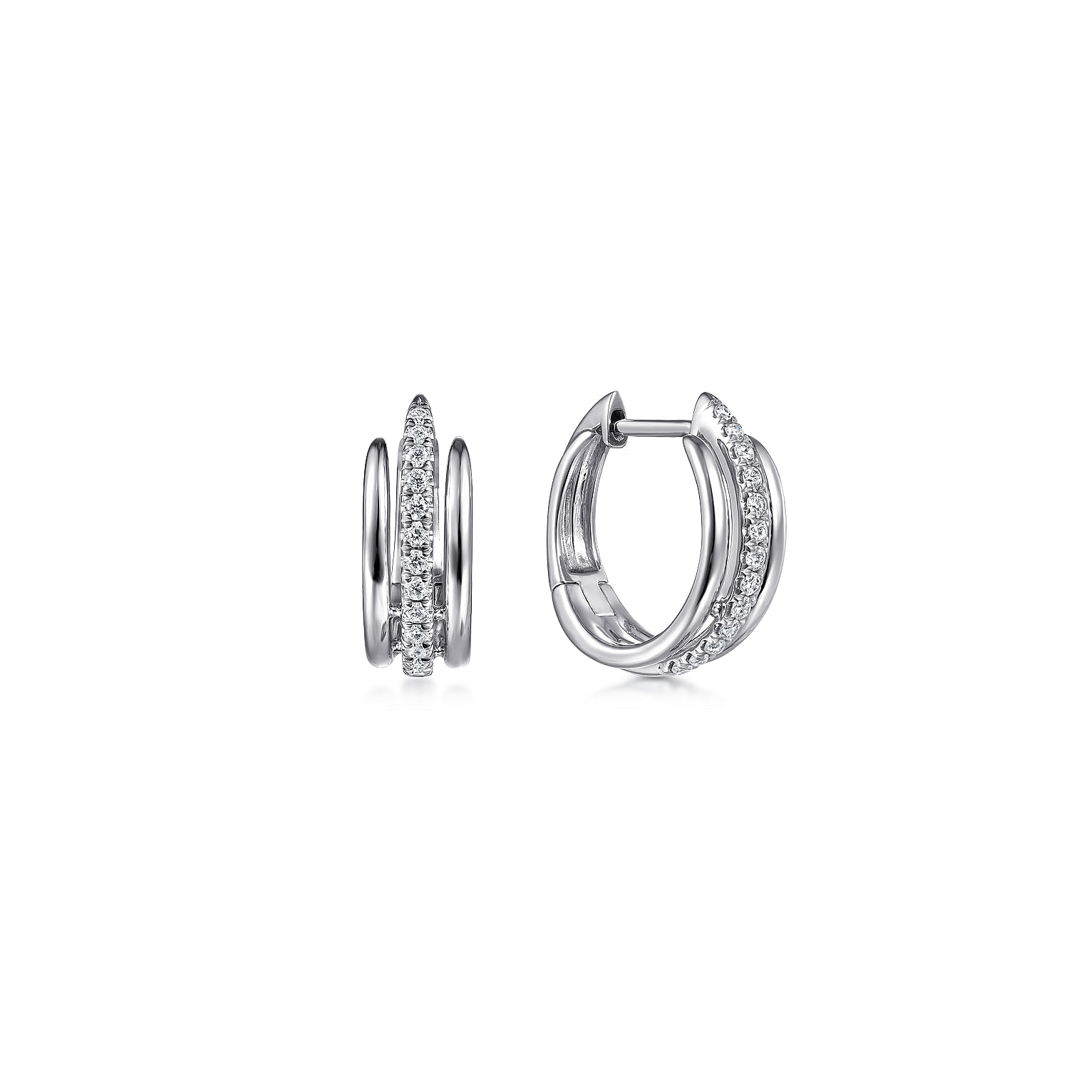 Gabriel & Co. 14K White Gold Layered Diamond Huggies