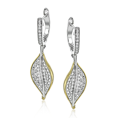 Simon G. 18K Two-Tone Diamond Leaf Earrings