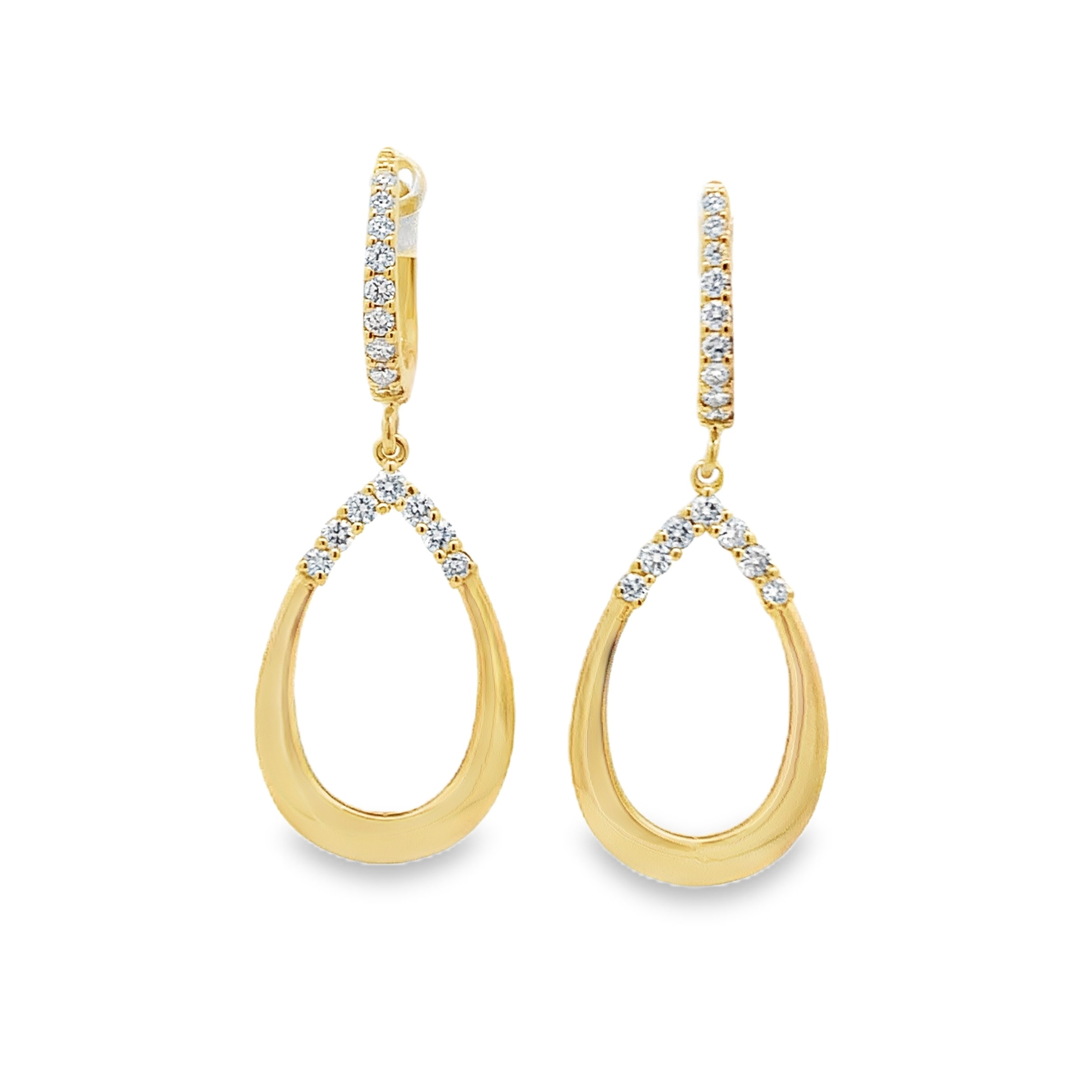 14K Yellow Gold Diamond Dangling Earrings