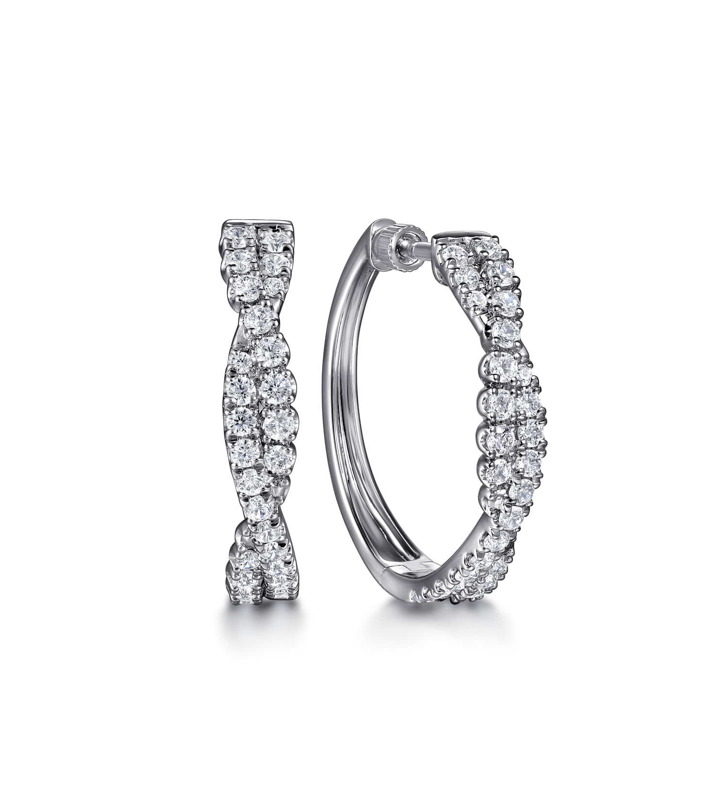 Gabriel & Co. 14K White Gold Diamond Hoops