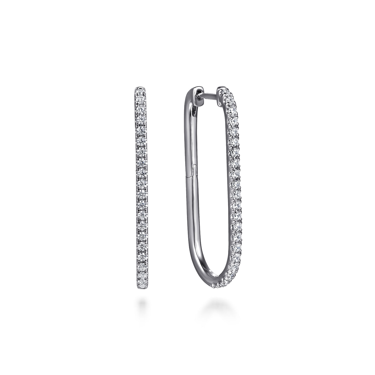 Gabriel & Co. 14K White Gold Diamond Elongated Hoops