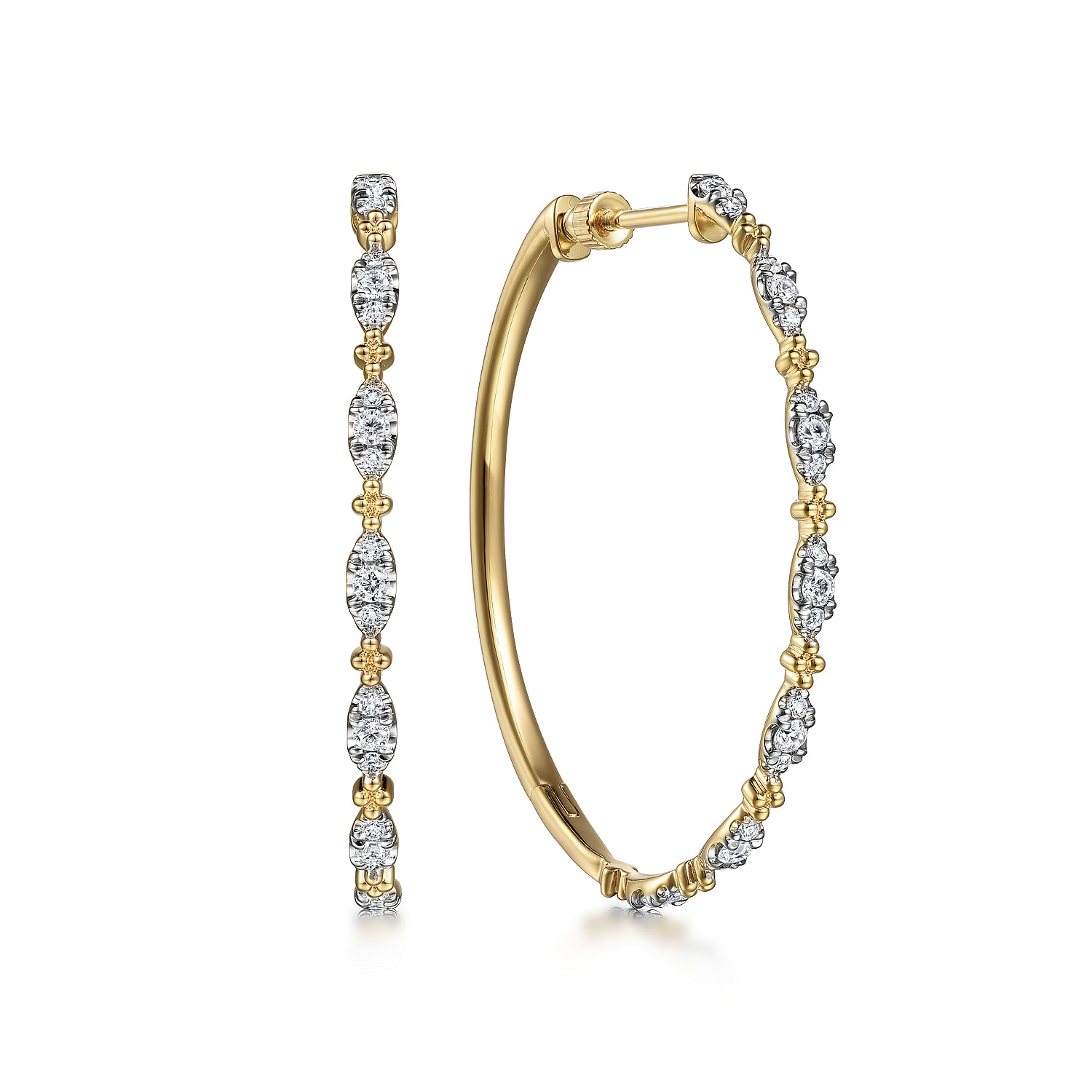 Gabriel & Co. 14K Yellow Gold Bujukan Diamond Station Hoops