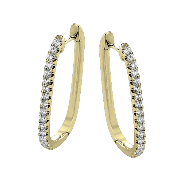 Simon G 18K Yellow Gold Diamond Oval Hoops