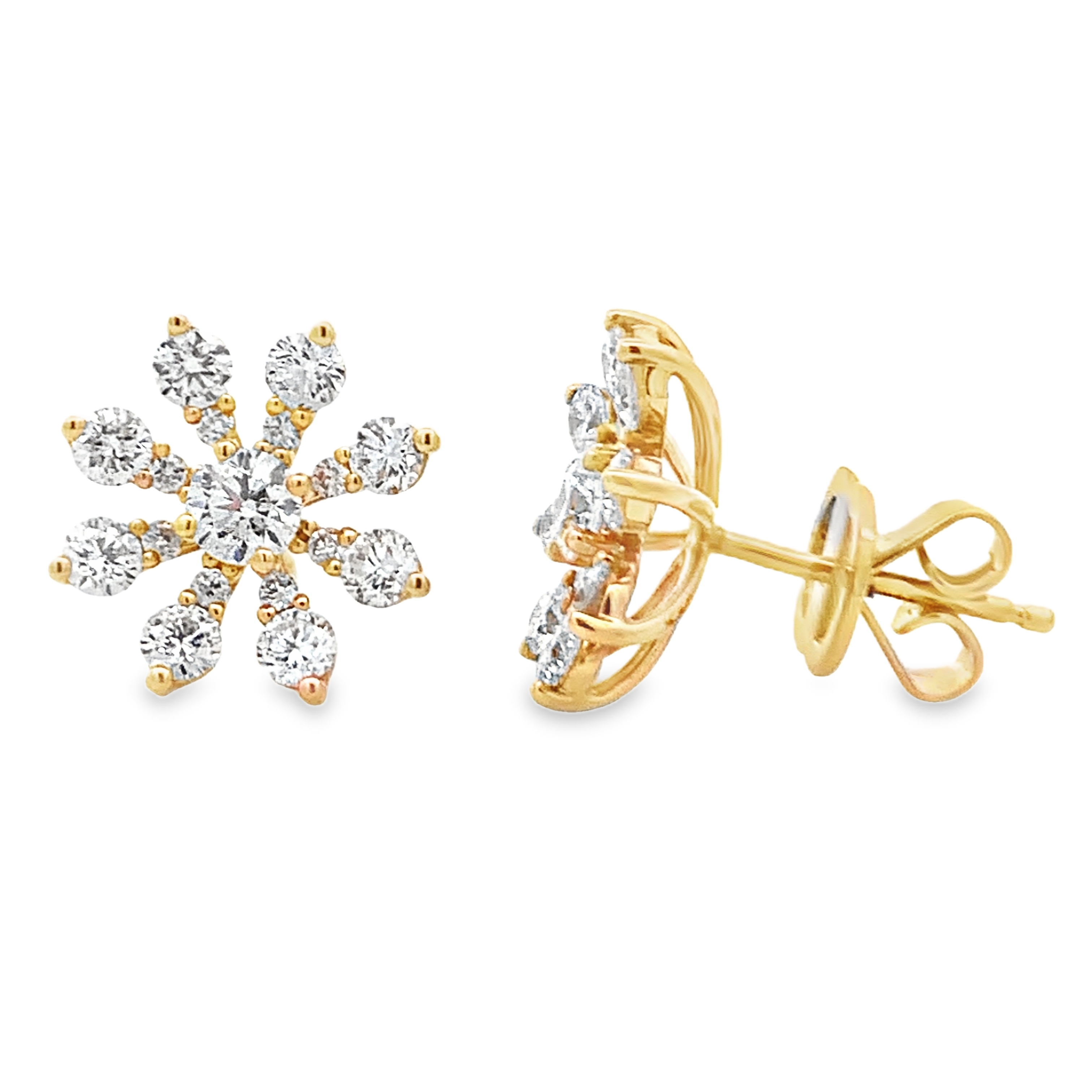 Damaso 18K Yellow Gold Large Diamond Flower Studs