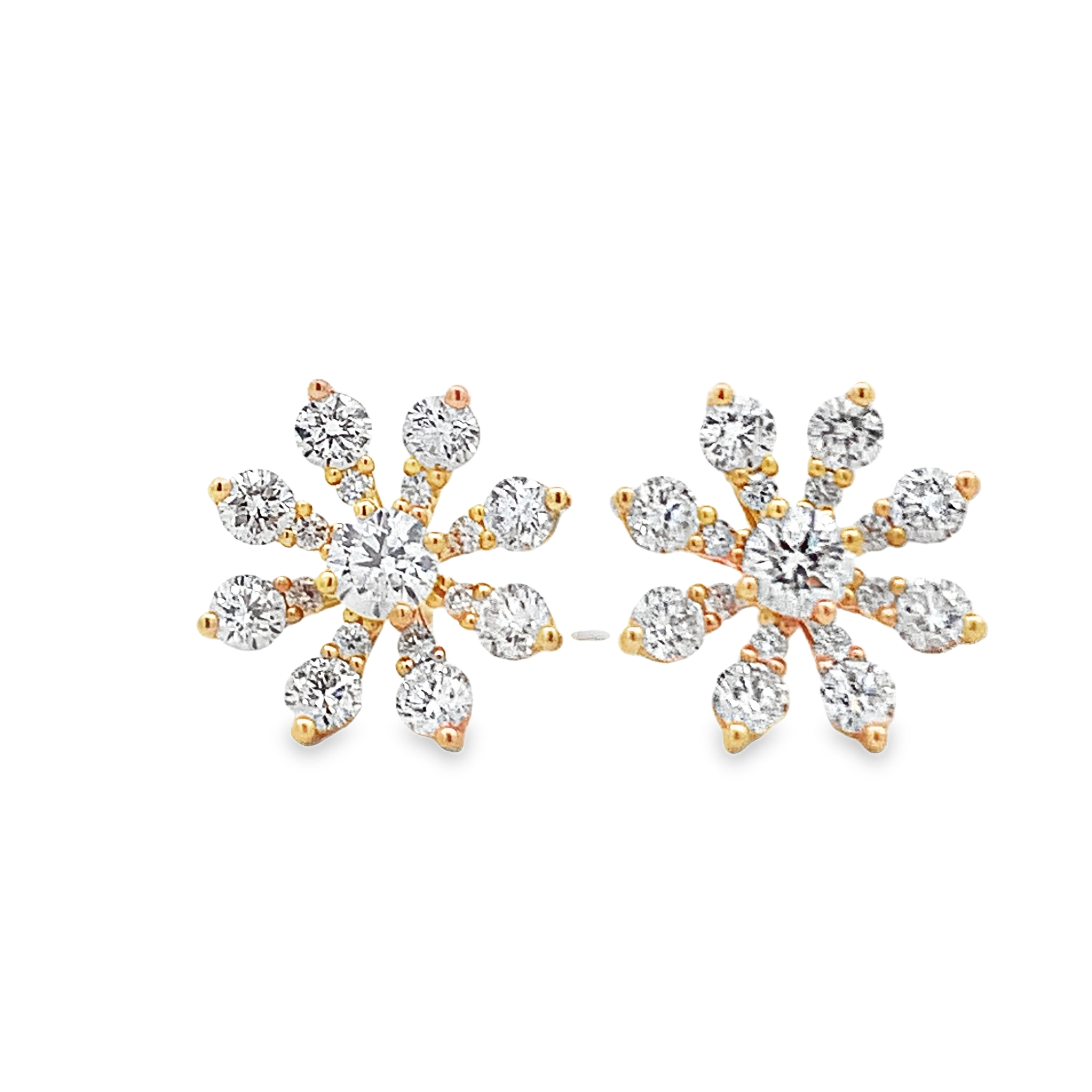 Damaso 18K Yellow Gold Large Diamond Flower Studs